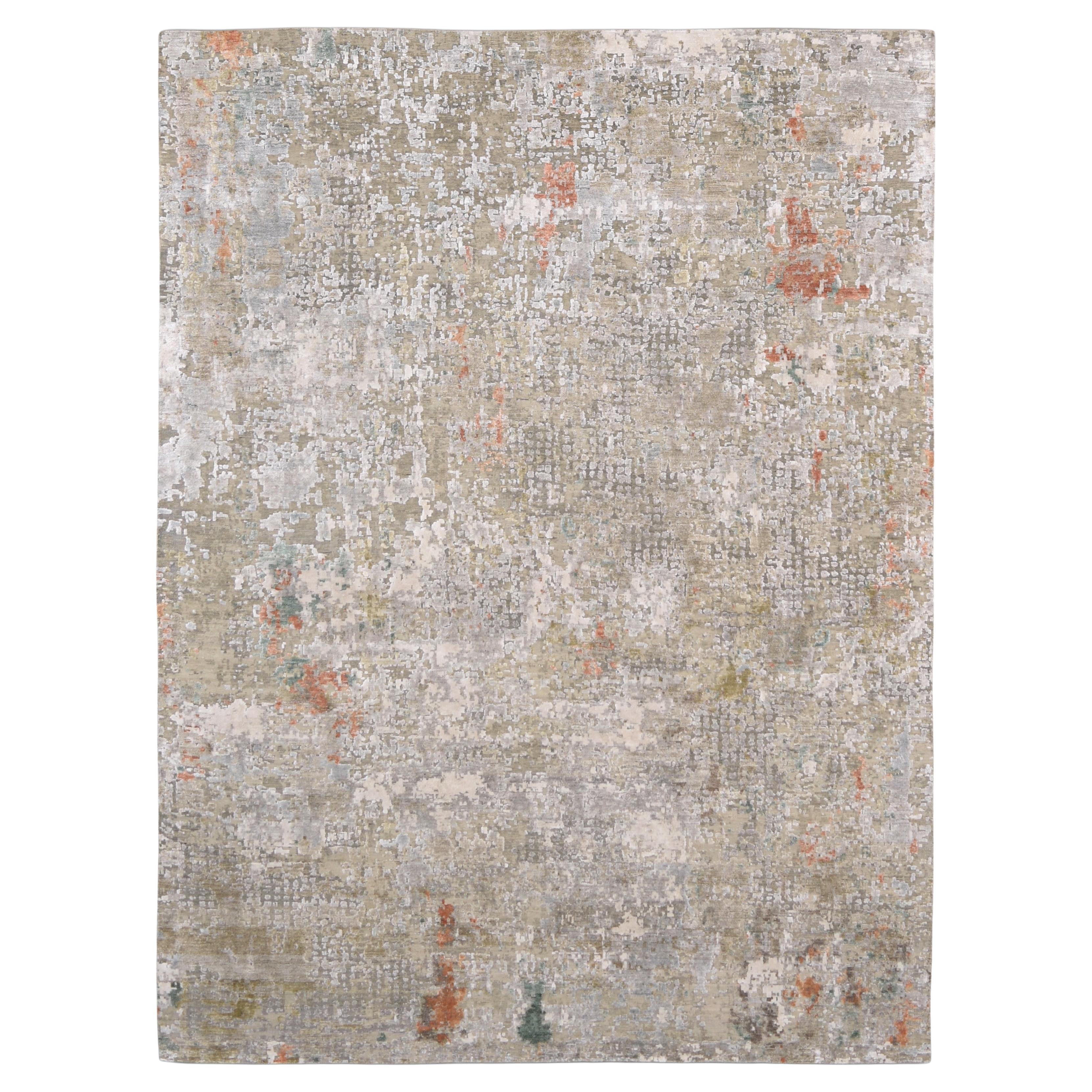 Modern Abstract Neutral with Multi Colors Wool Blend Rug 8'9''x11'10''