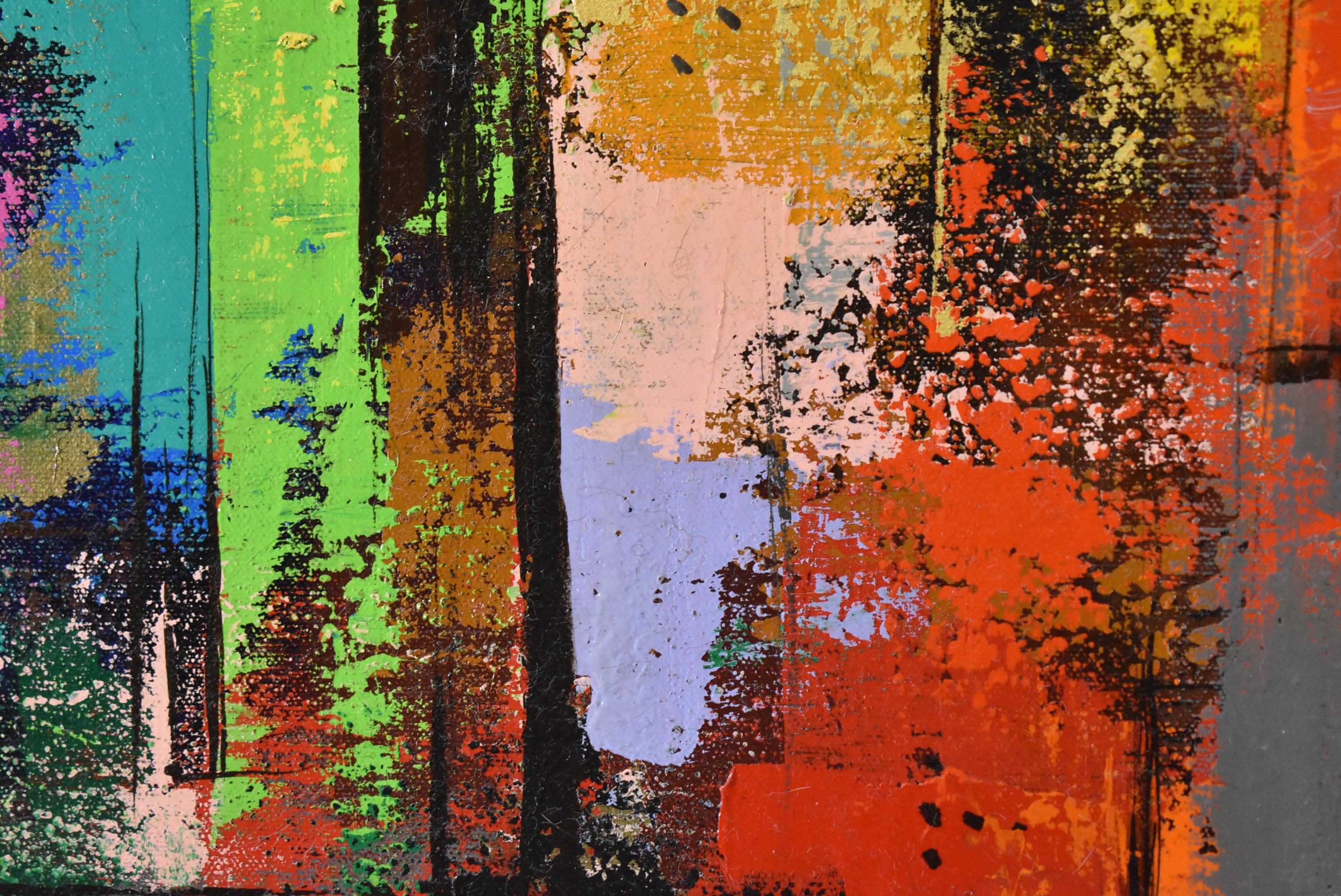 Americano Quadro astratto moderno a olio su tela di Roy M. Steinberg in vendita