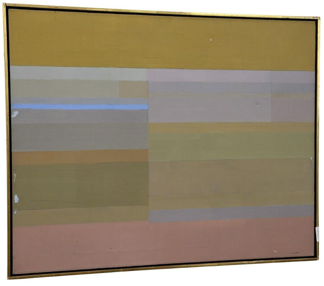 A modern abstract oil on canvas circa 1971, signed by American painter Jerome Rettich.
