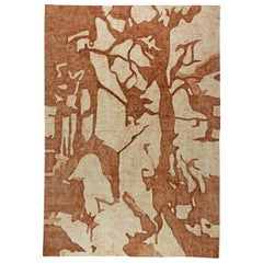 Moderner abstrakter Teppich aus organischer Wolle in Beige & Terracotta von Doris Leslie Blau