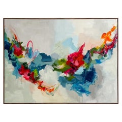 Modern Abstract Painting/Art, Acrylic on Canvas, Walnut Frame