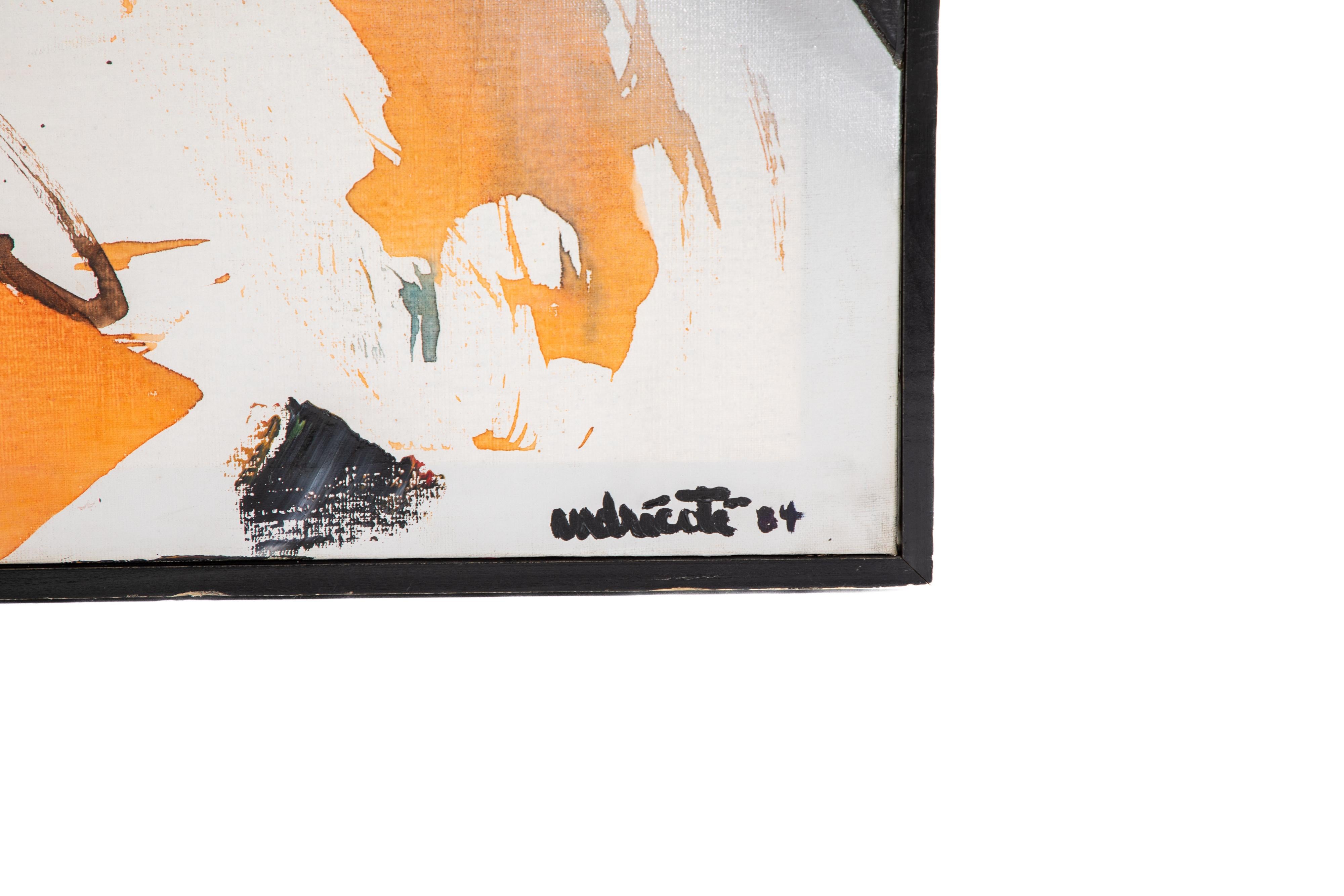 Andre Philippe Cote (Kanadier, geboren 1955). 
Original Ölgemälde in Mischtechnik auf Leinwand. Bunte abstrakte Komposition mit Impasto-Elementen. 
Signiert und datiert 1984 unten rechts. 
Dekorativer Holzrahmen. 
Garantiert authentisch. 


