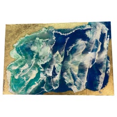 Modern Abstract Painting of Acrylic and Gold Leaf Signed Frenchy