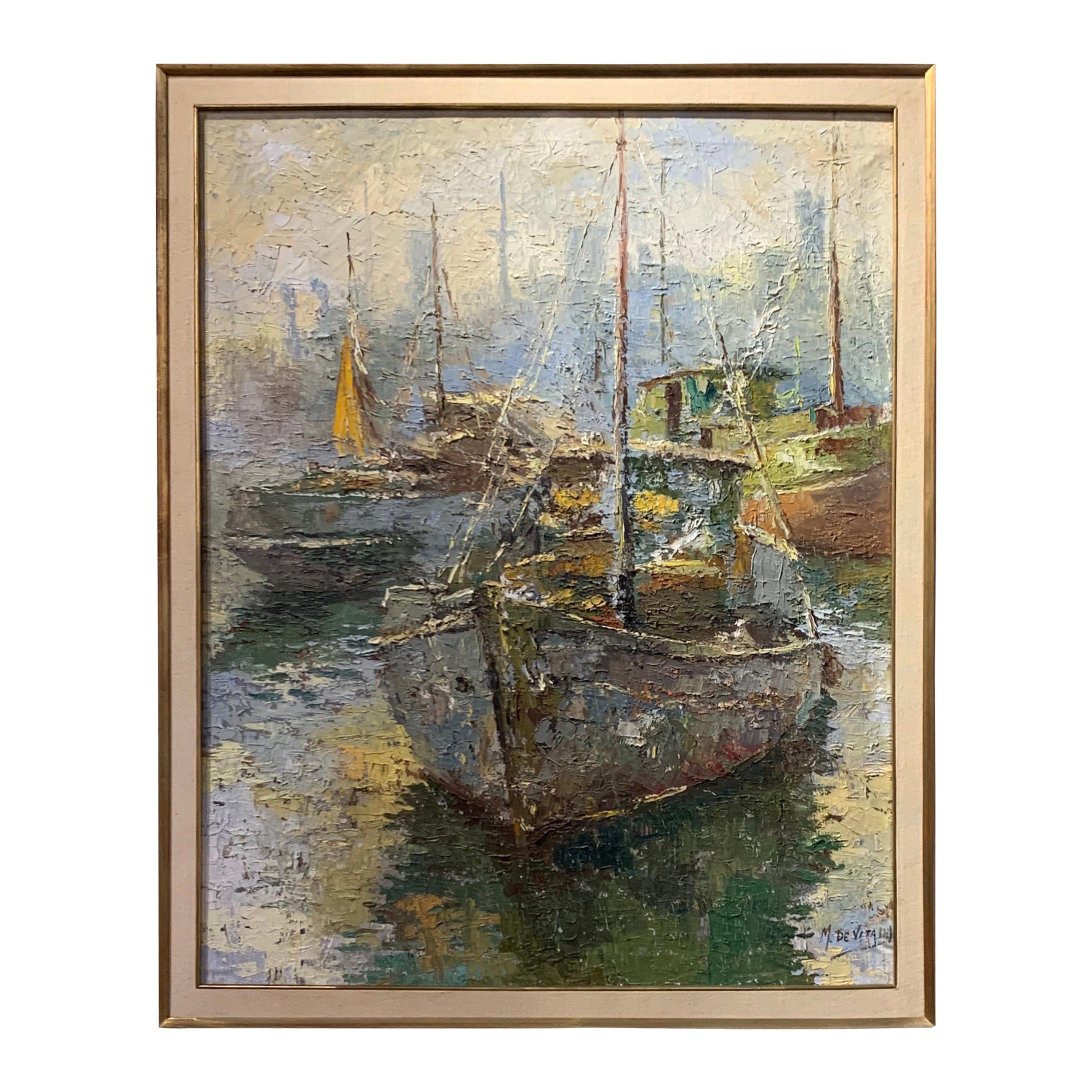 Modern Abstract Painting of Boats