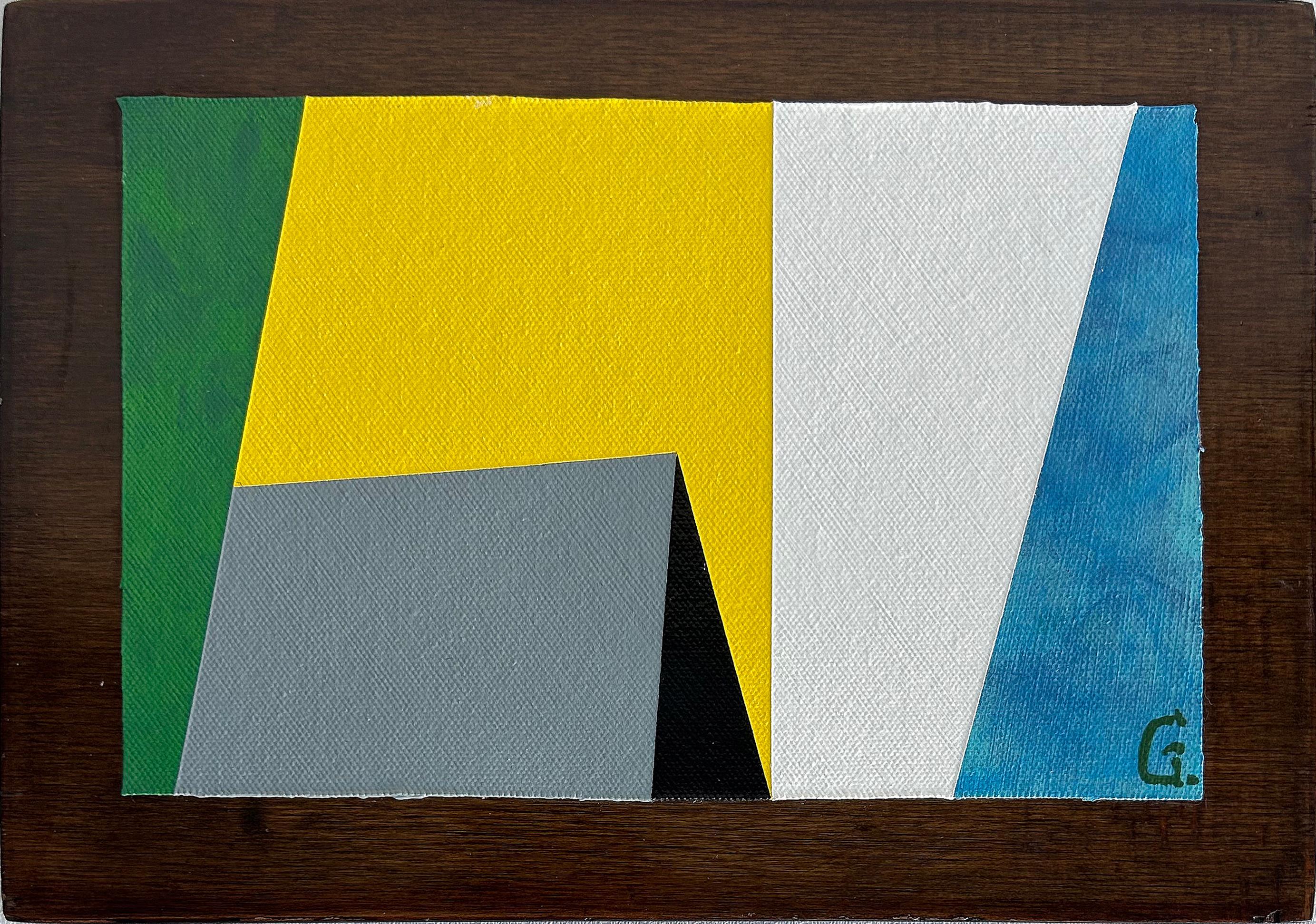 Cuadro abstracto moderno sobre lienzo montado en madera, caballete  