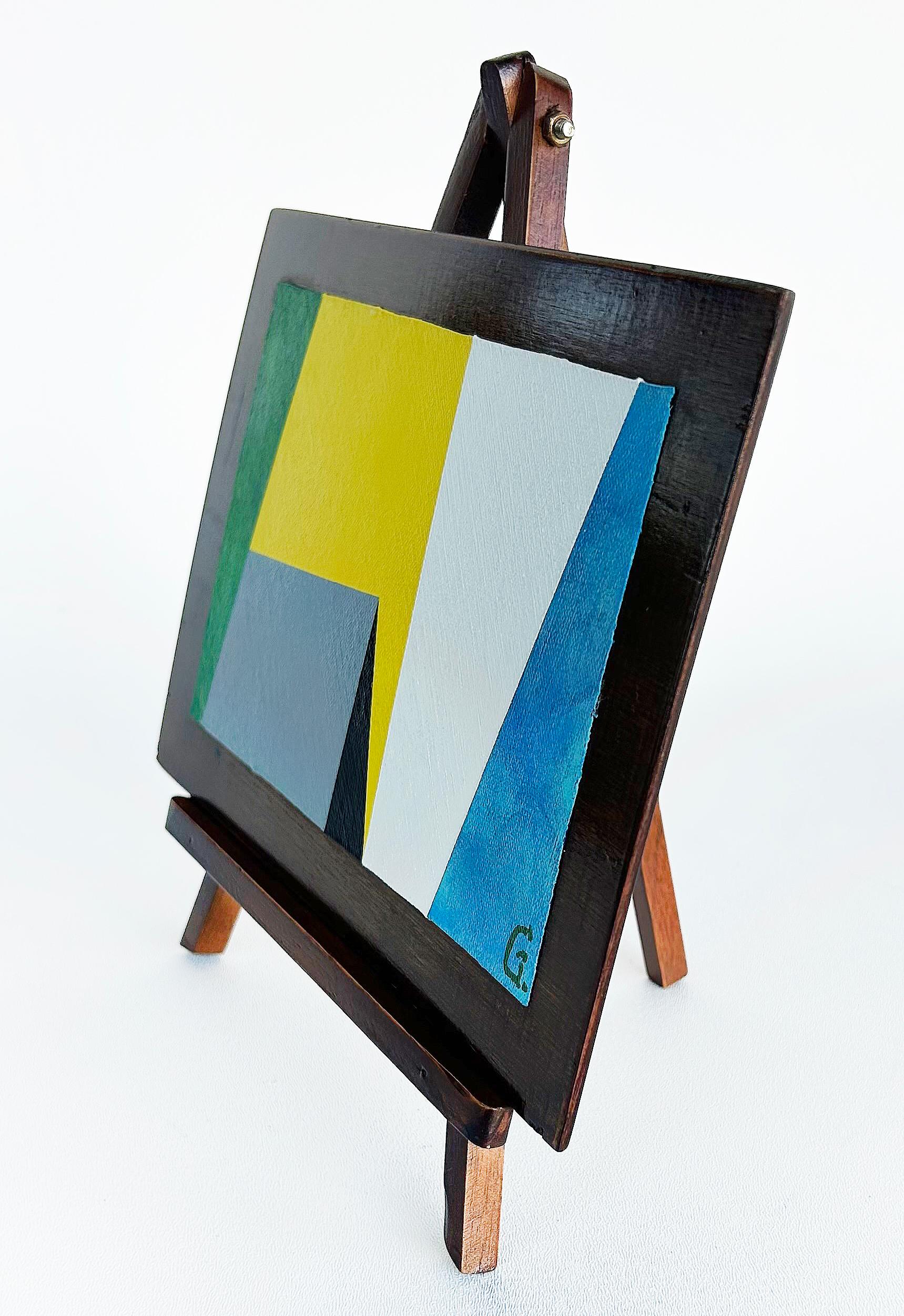 Pintura Abstracta Moderna sobre Lienzo Montada en Madera, Caballete 