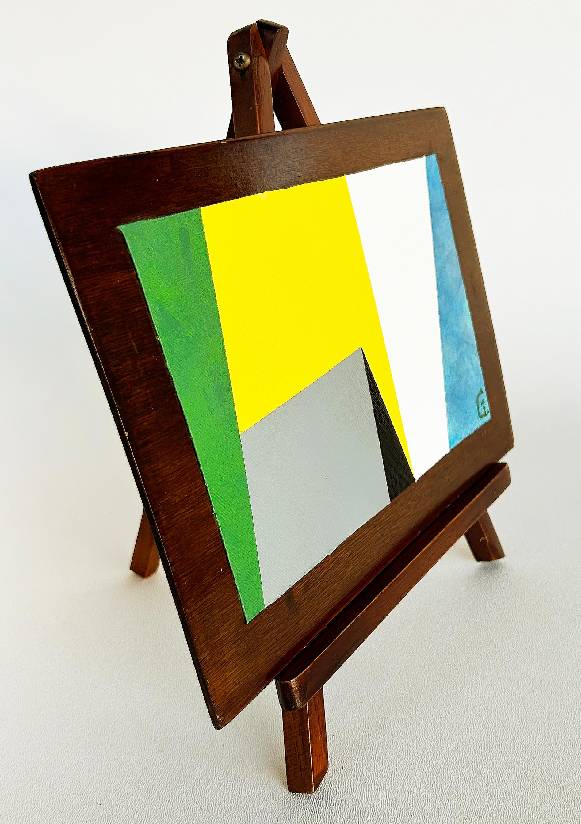 Pintura Abstracta Moderna sobre Lienzo Montada en Madera, Caballete 