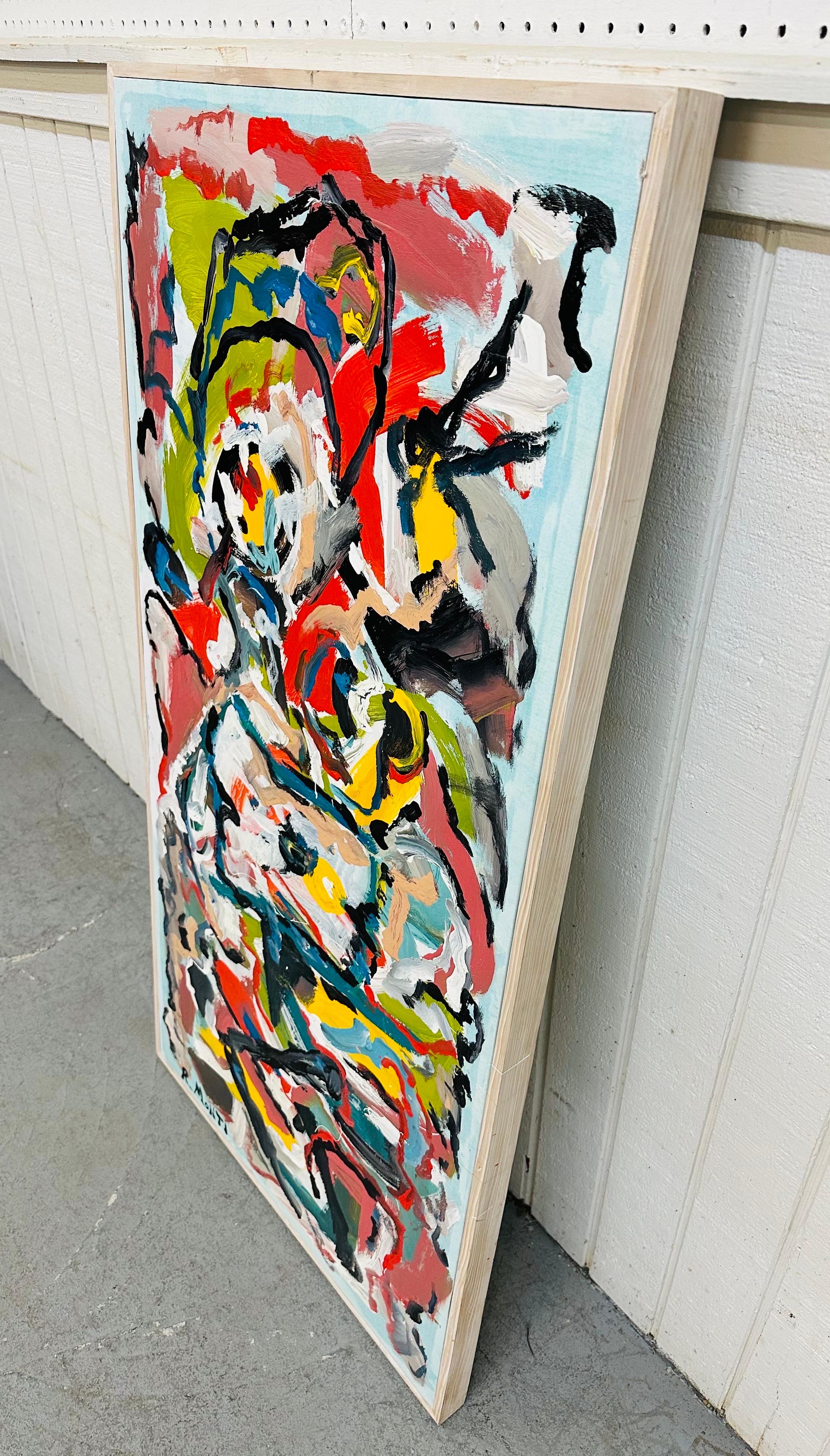 Mid-Century Modern Modern Abstract Painting Signed R. Monti