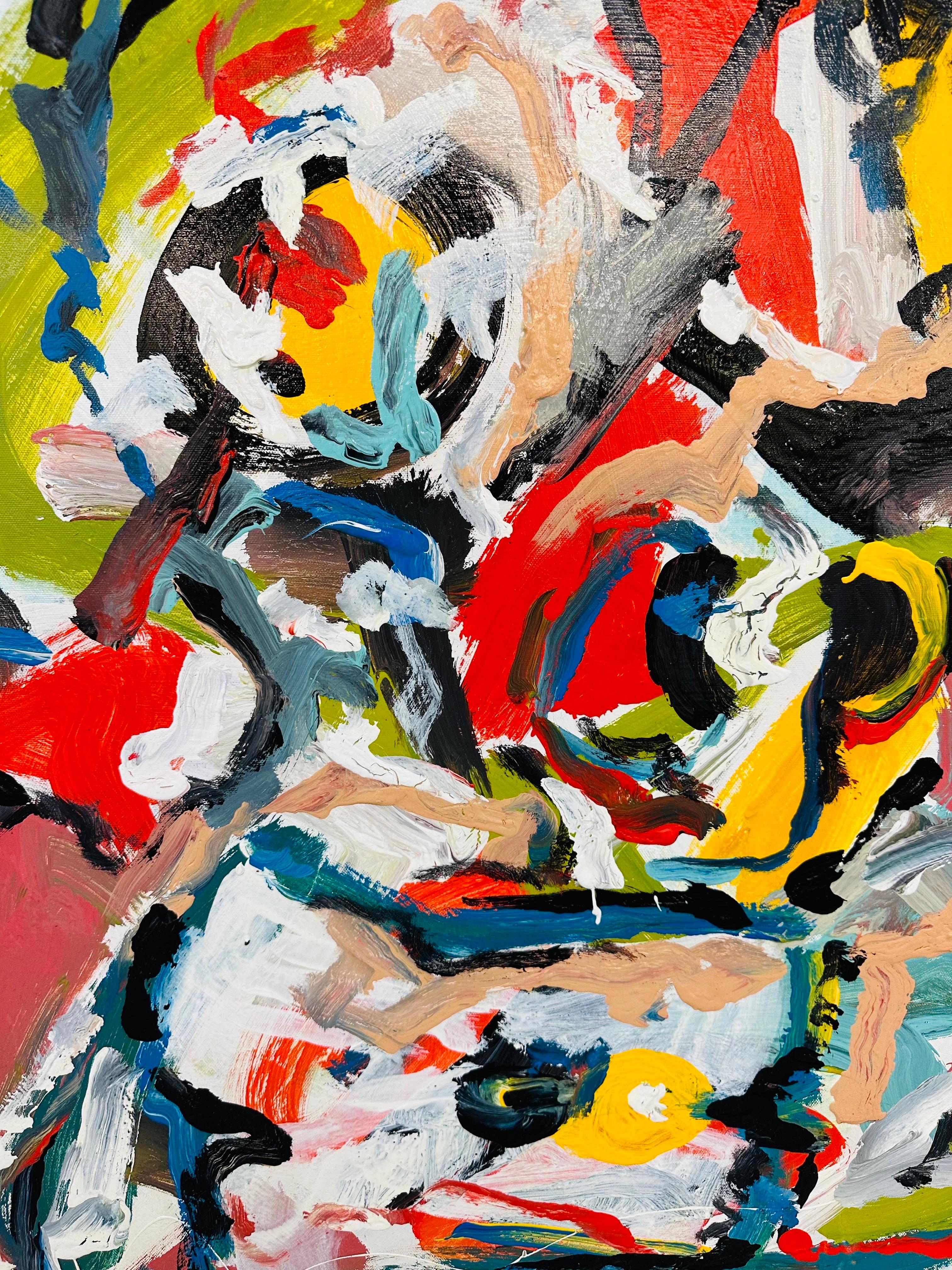 American Modern Abstract Painting Signed R. Monti