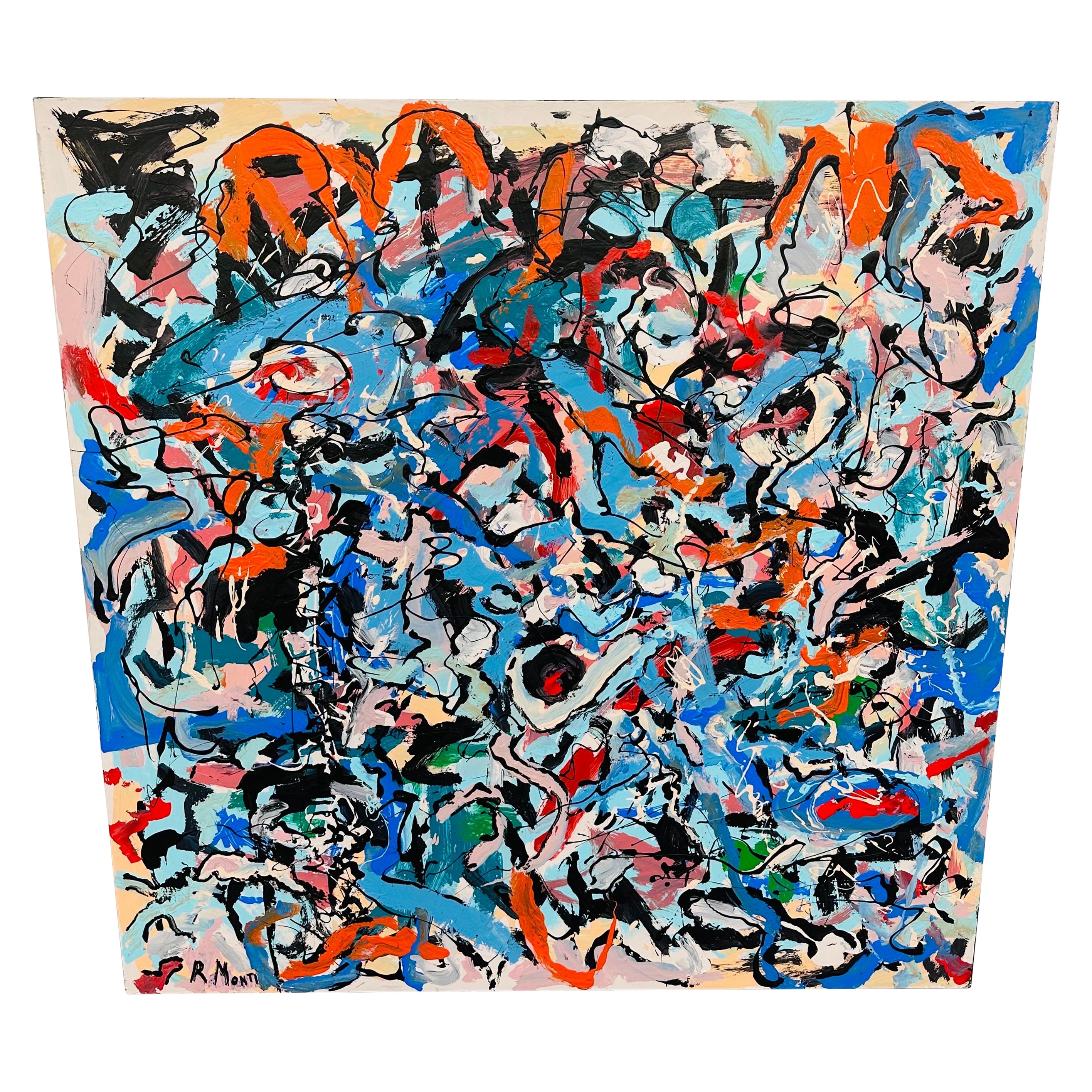 Modern Abstract Painting Signed R. Monti