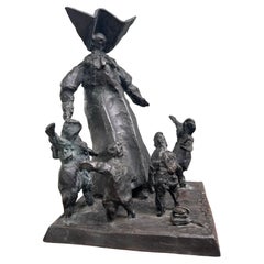 Escultura moderna abstracta de bronce patinado atrib. Jane DeDecker