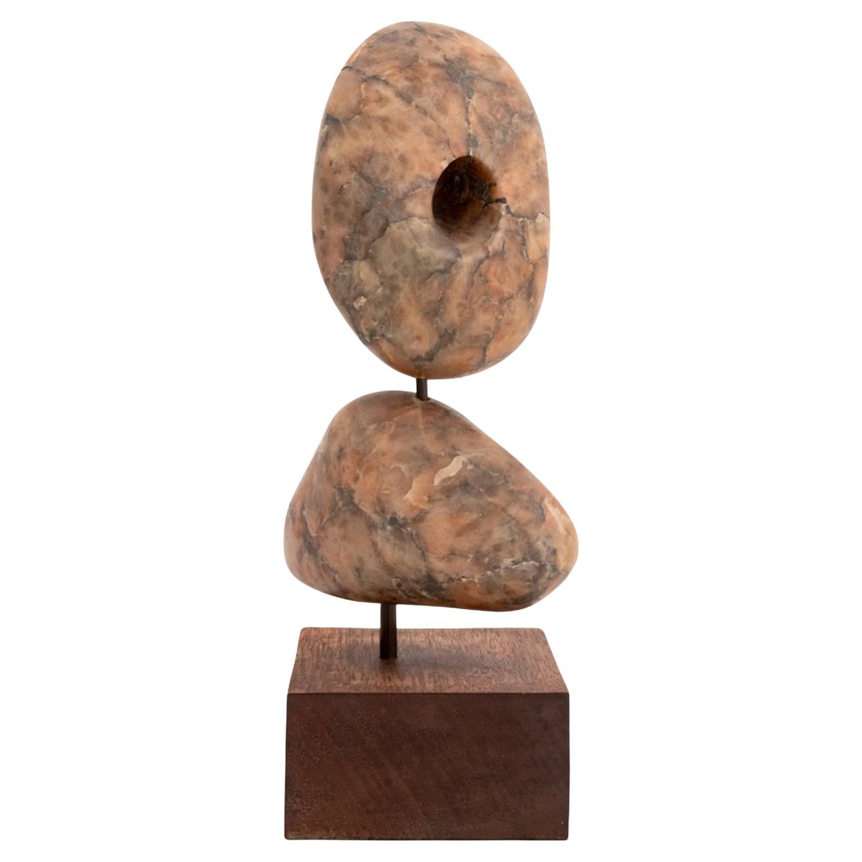 Moderne abstrakte rosa Alabasterstein-Skulptur aus Alabaster