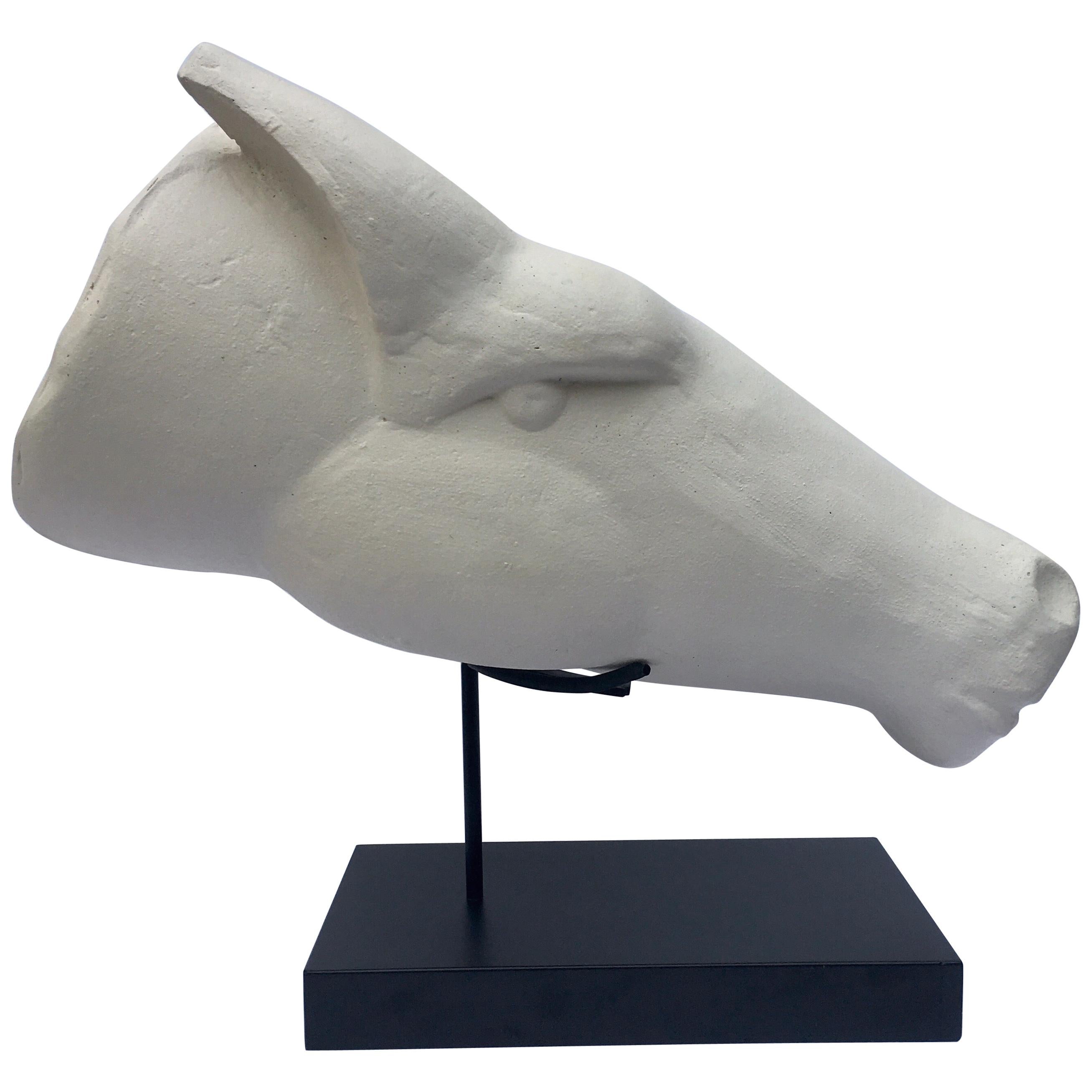 Modern Abstract Plaster Horse Head Bust Sculpture