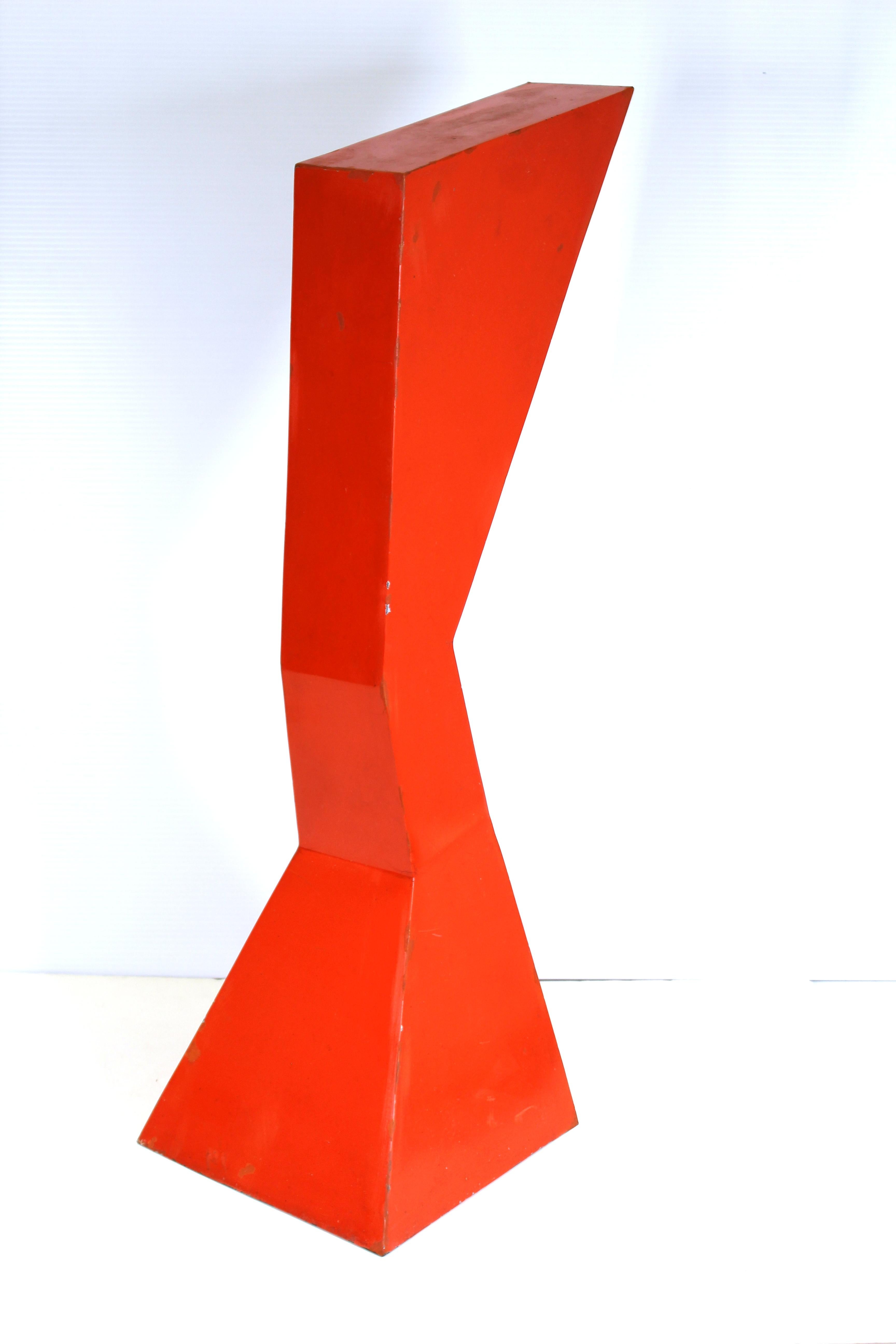 American Modern Abstract Red Enameled Metal Sculpture
