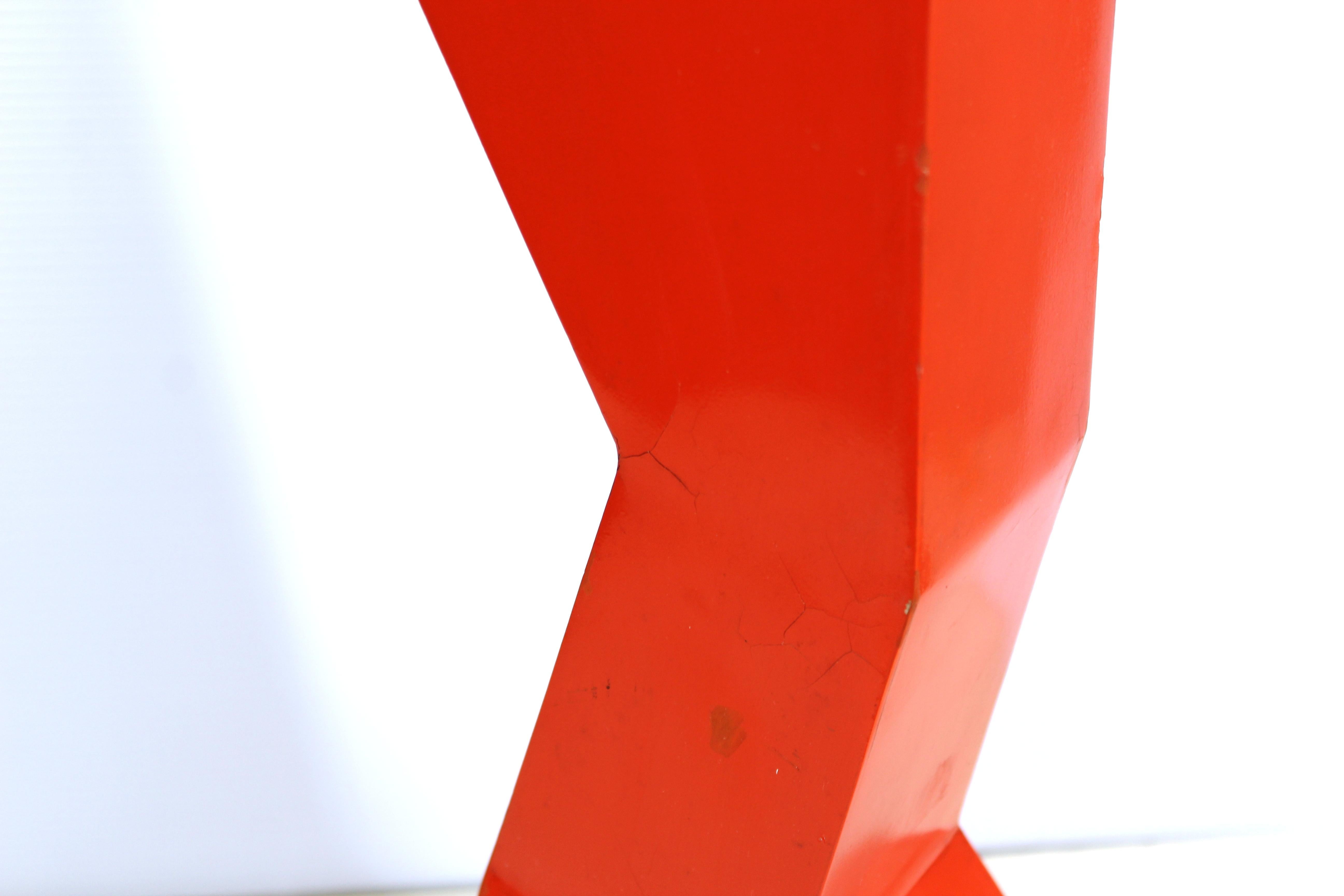 Modern Abstract Red Enameled Metal Sculpture 1