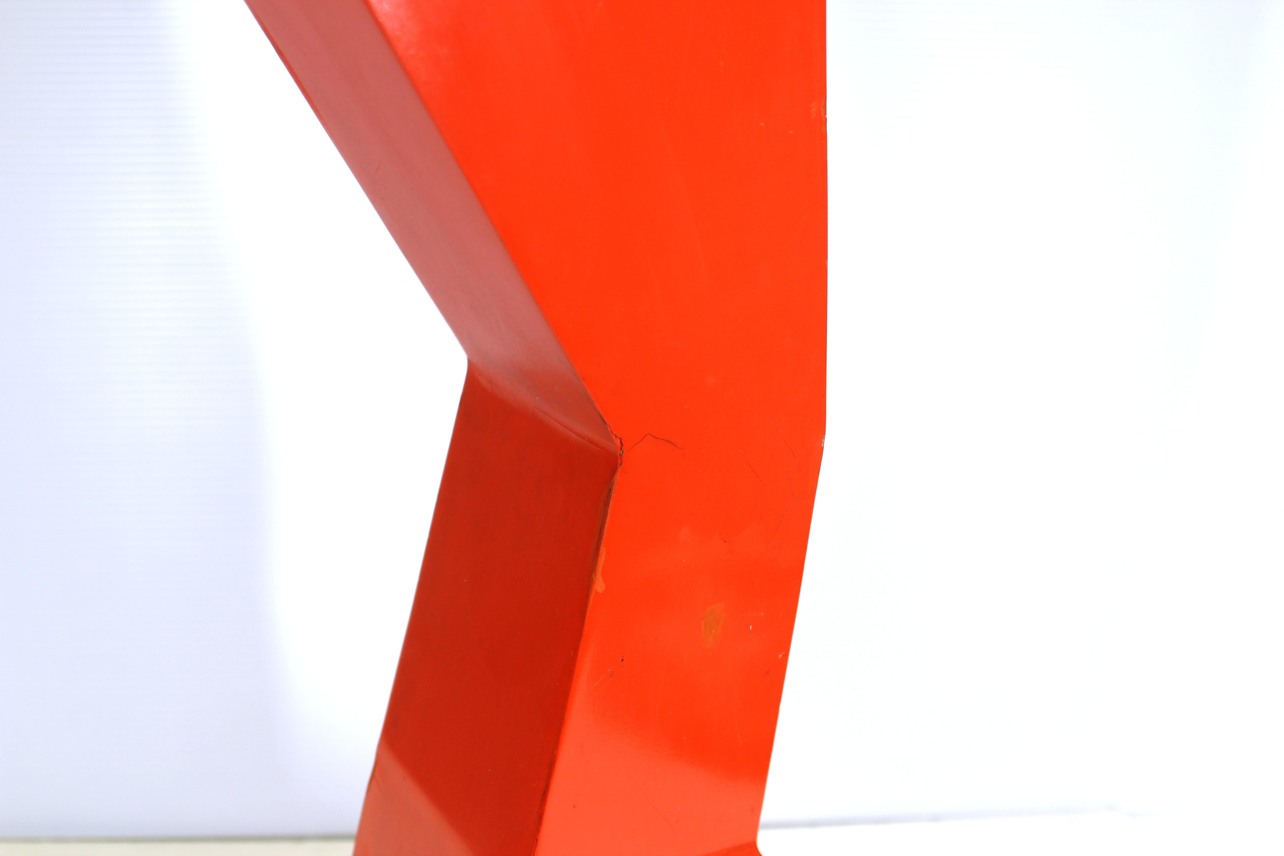 Modern Abstract Red Enameled Metal Sculpture 3