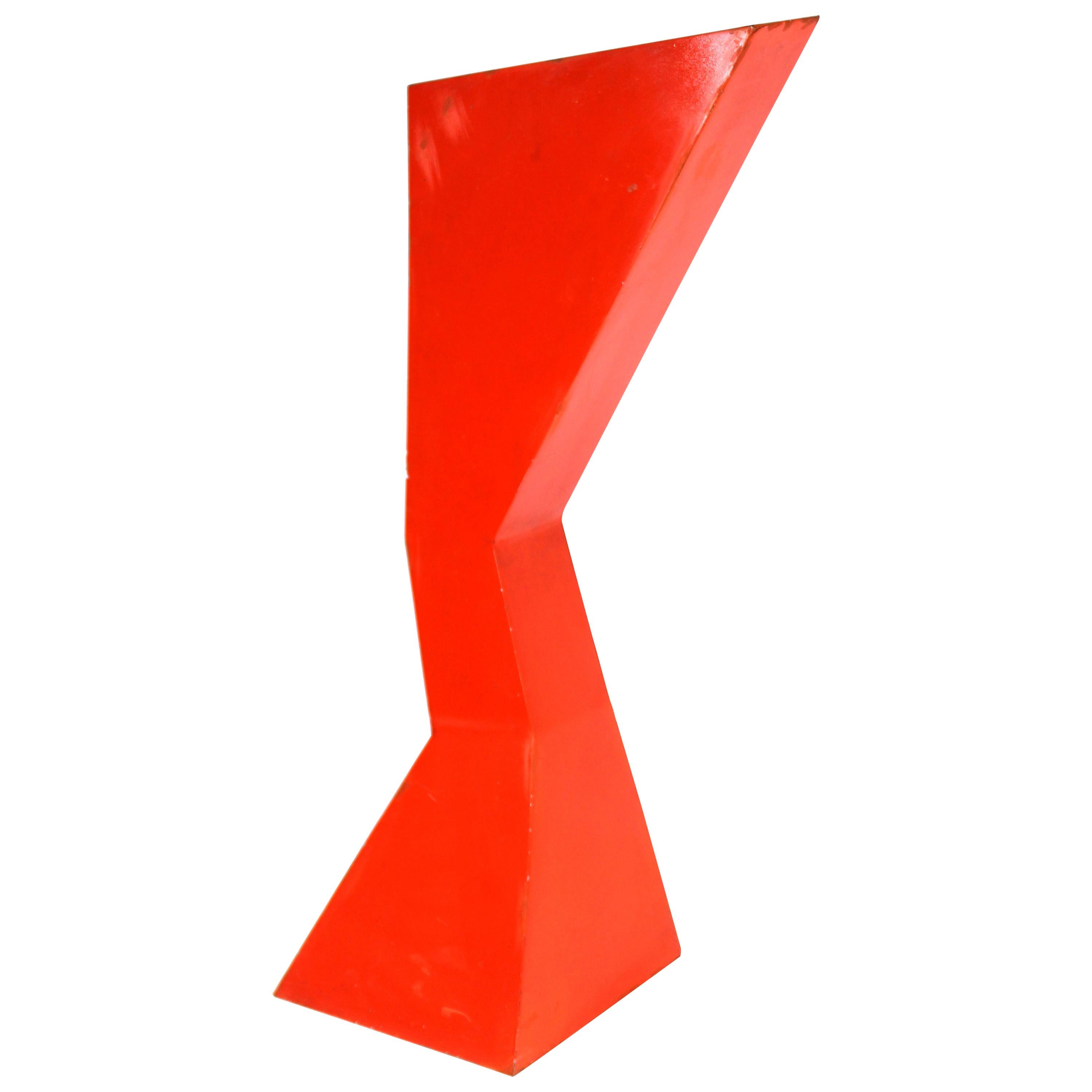 Modern Abstract Red Enameled Metal Sculpture