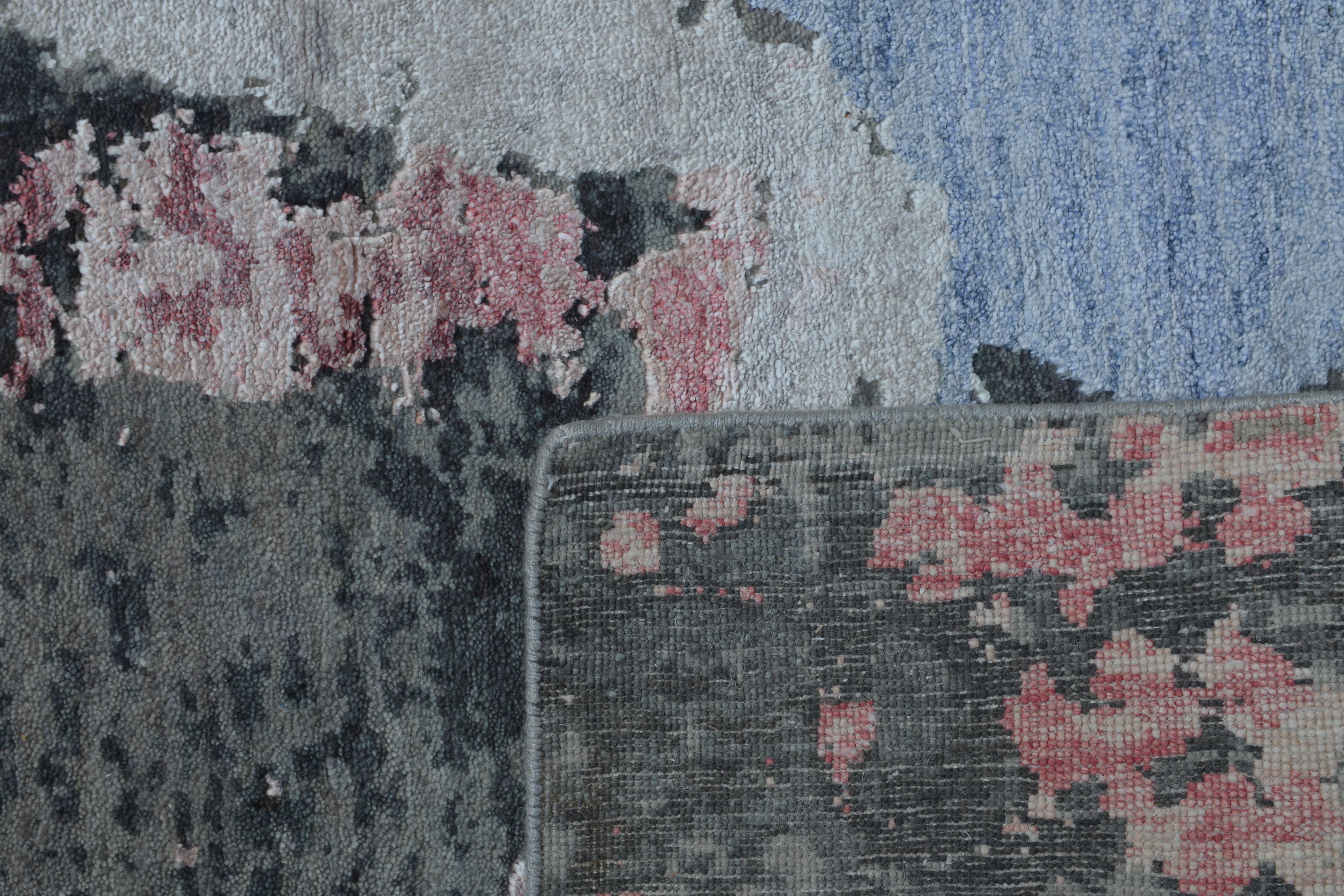 Modern Abstract Rug in Beige Gray and Blue All-Over Pattern by Rug & Kilim In New Condition In Long Island City, NY