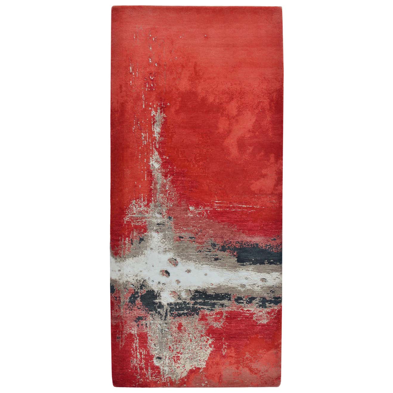 Modern Abstract Rug in Red and Beige Painterly Pattern by Rug and Kilim ...