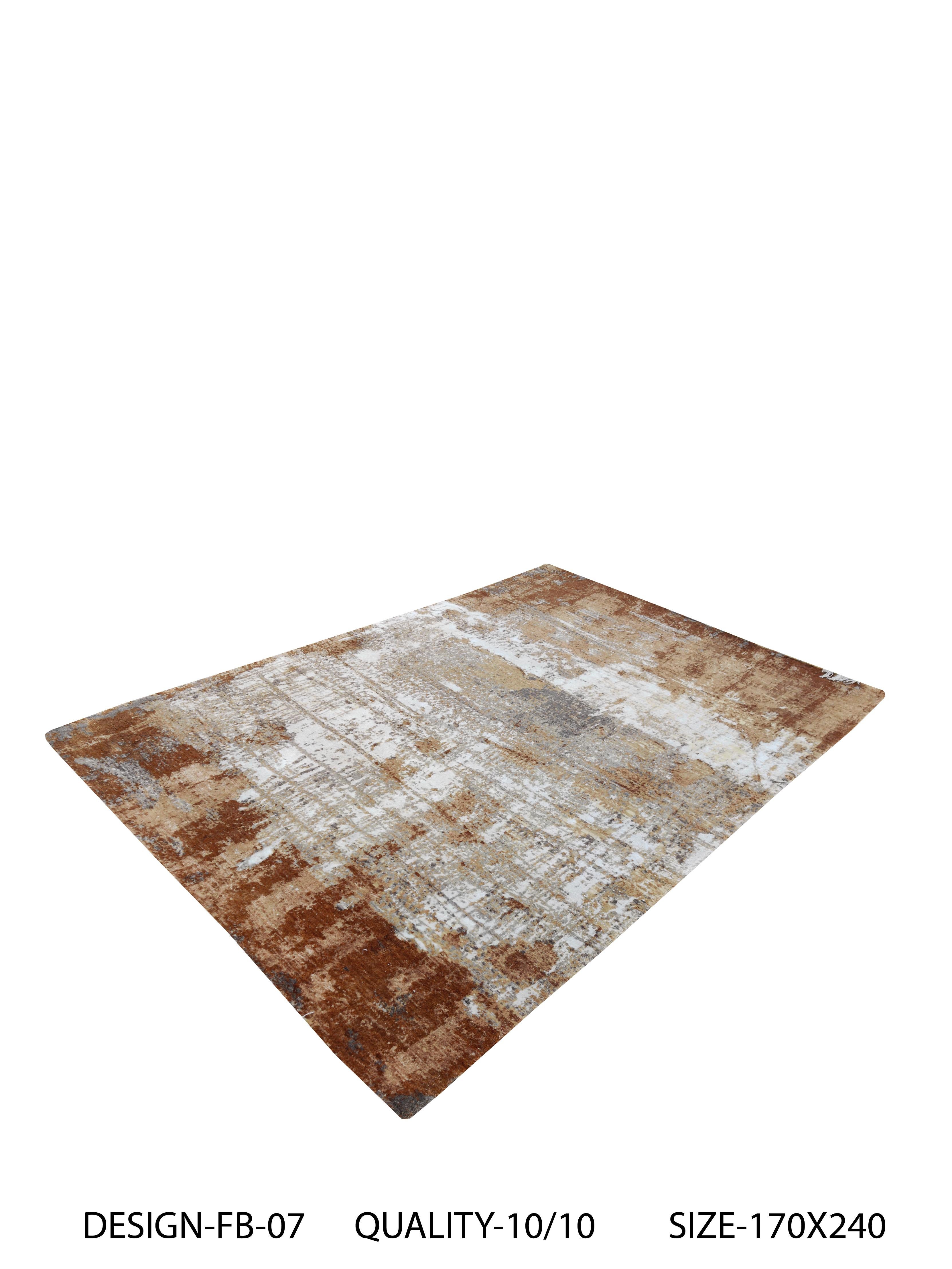 Contemporary Modern Abstract Rug with Beige Brown and White All-Over Pattern by Rug & Kilim