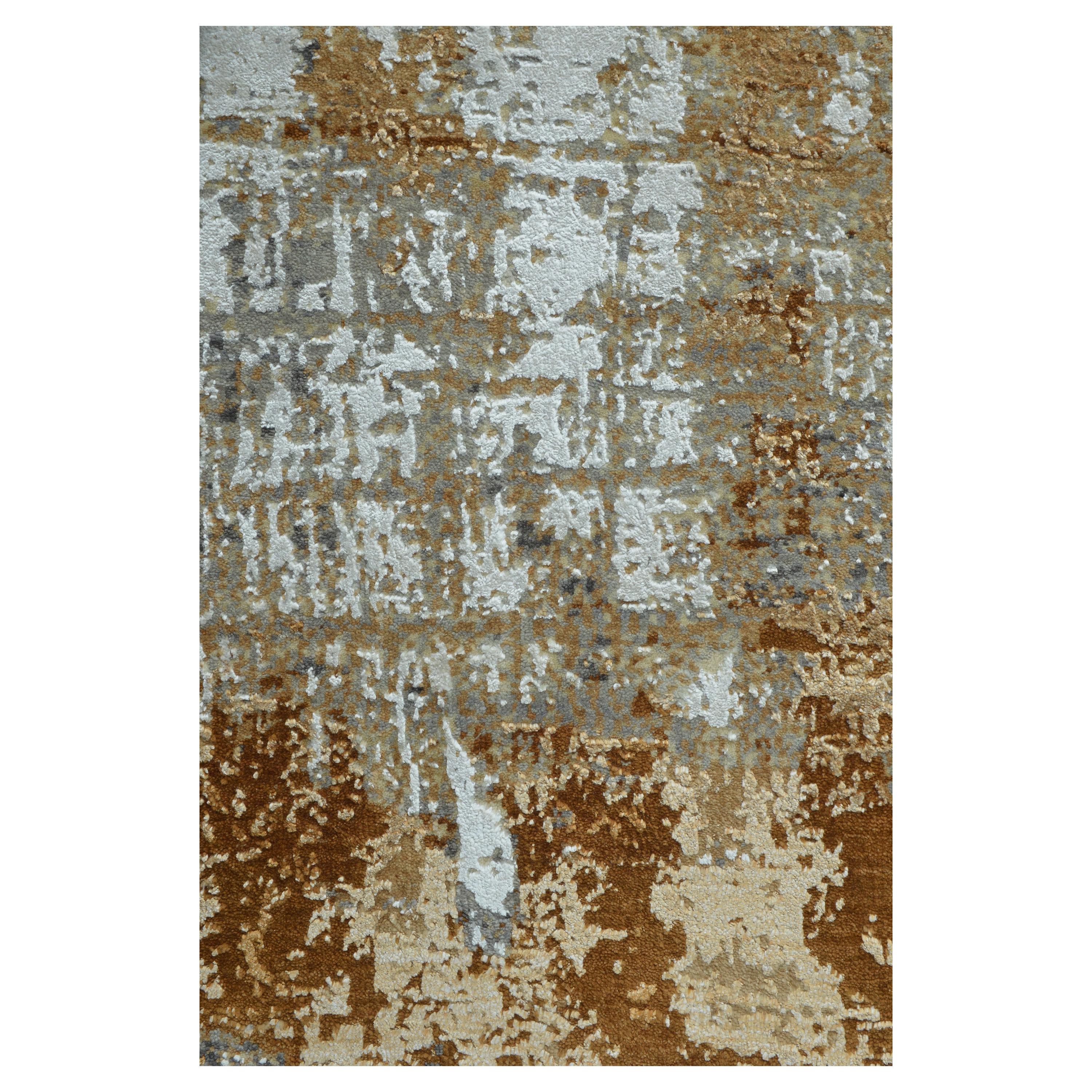 Modern Abstract Rug with Beige Brown and White All-Over Pattern by Rug & Kilim