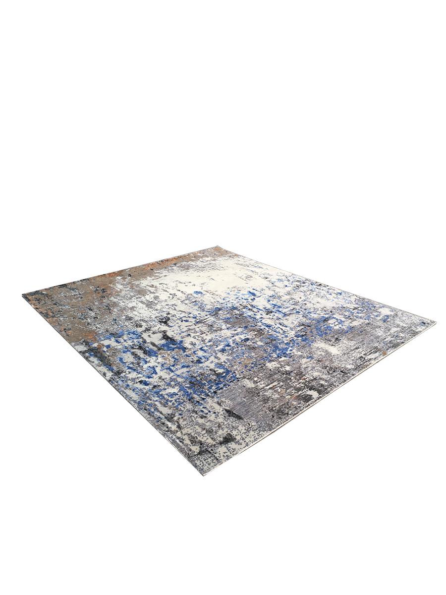 Modern Abstract Rug with Black and Blue Distressed Pattern by Rug & Kilim In New Condition In Long Island City, NY