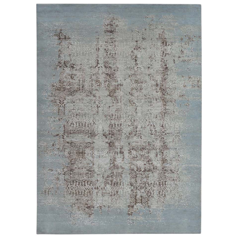 Beige, Blue and Yellow Abstract Area Rug at 1stDibs