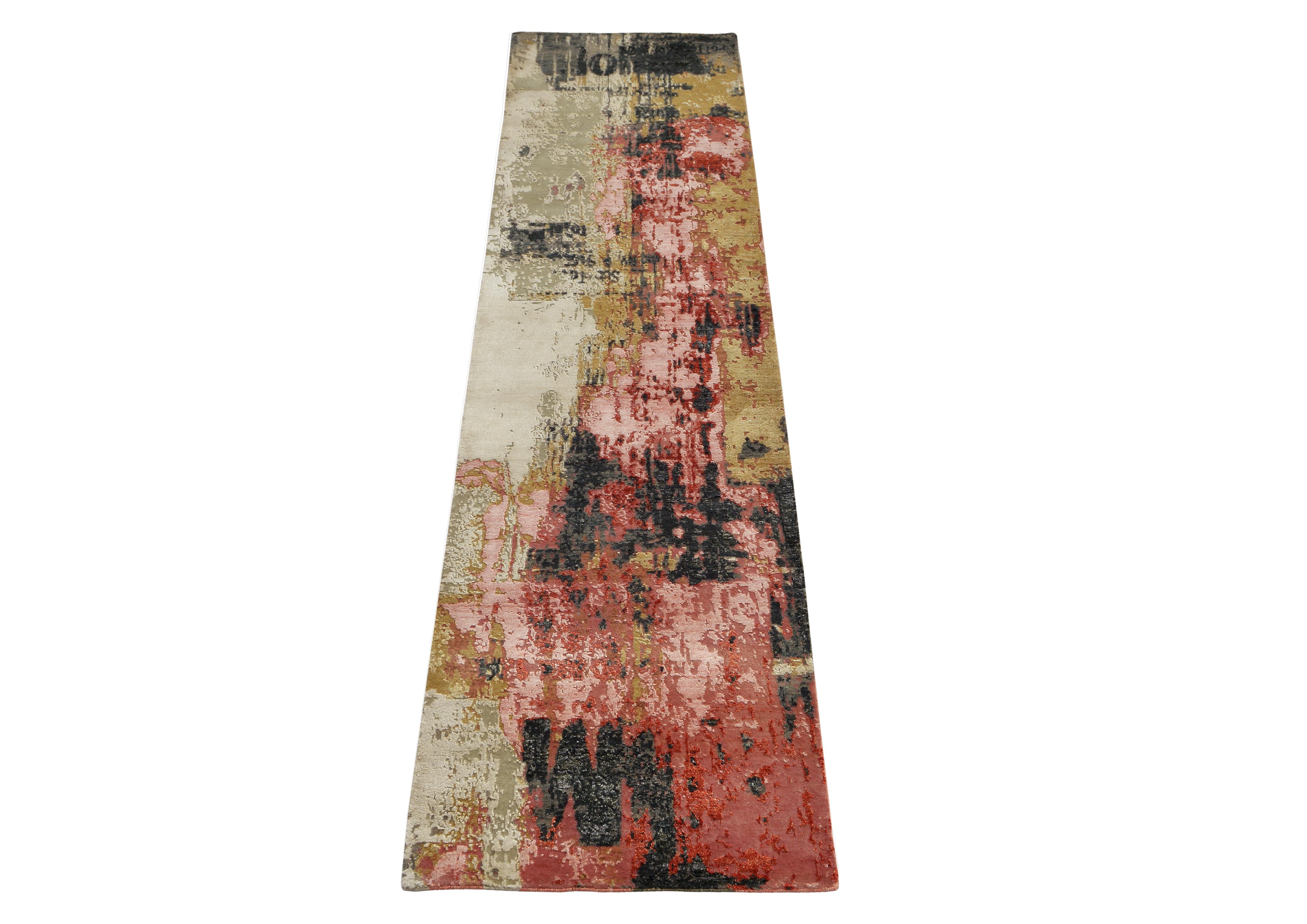 Hand-Knotted Rug & Kilim's Modern Abstract Rug with Gray and Beige Brown All-Over Pattern For Sale