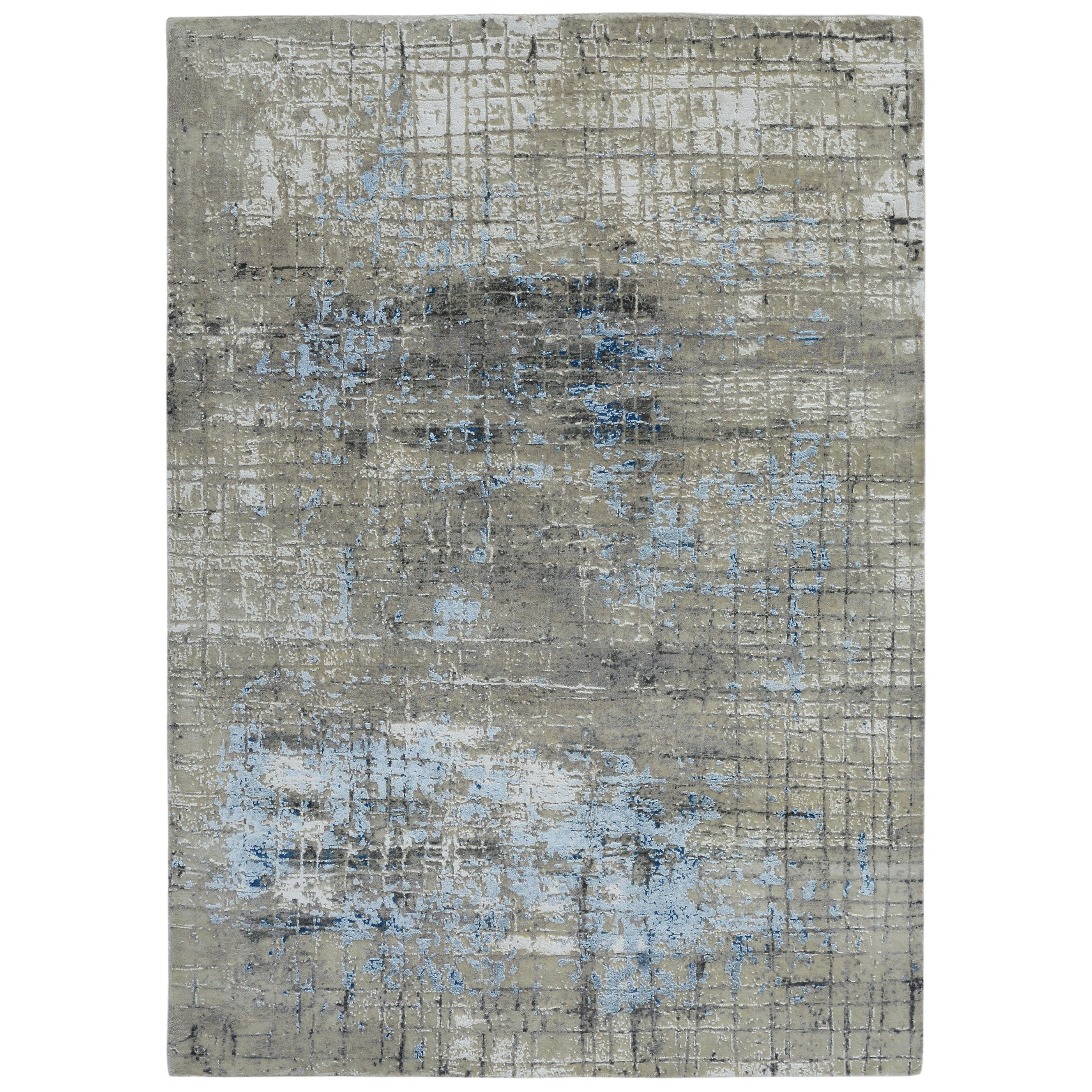 Modern Abstract Rug with Gray and Blue All-Over Pattern by Rug & Kilim