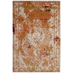 Rug & Kilim's Modern Abstract Rug with Orange and Beige All-Over Pattern