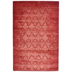 Rug & Kilim: Tappeto moderno astratto con motivo floreale rosso e bianco su tutta la superficie