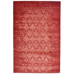 Tapis moderne abstrait et abstrait de Kilim avec motif floral rouge et blanc sur toute sa surface