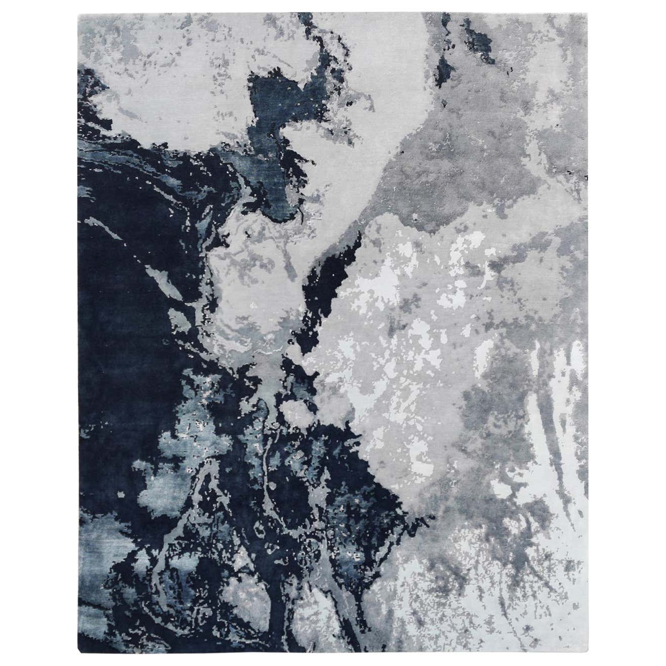 Modern Abstract Rug with Silver Gray and Blue All-Over Pattern by Rug ...