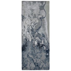 Modern Abstract Rug with Silver Gray and Blue All-Over Pattern by Rug & Kilim