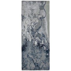 Modern Abstract Rug with White and Blue All-Over Pattern by Rug & Kilim