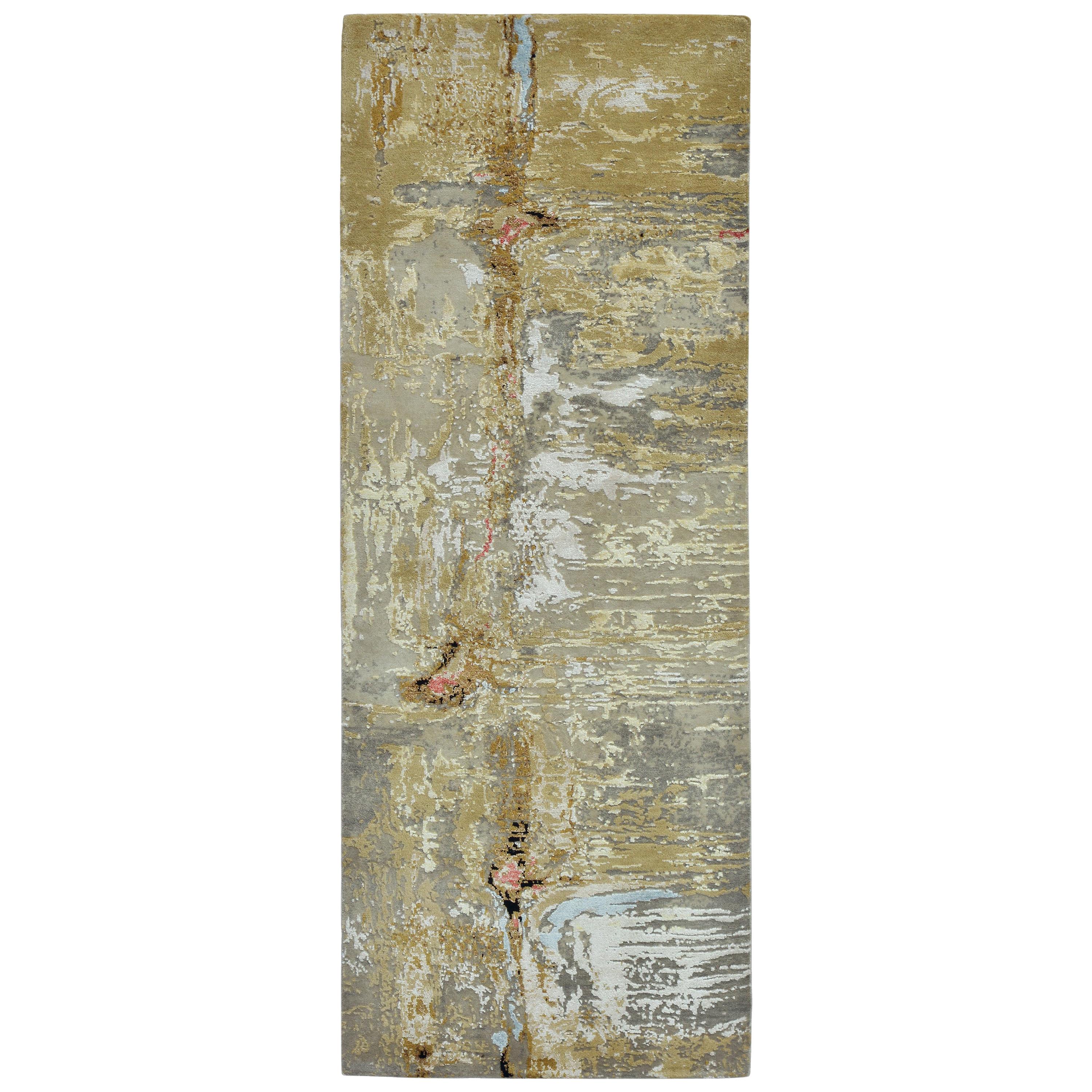 Modern Abstract Rug with Beige and Gray AllOver Pattern by Rug and