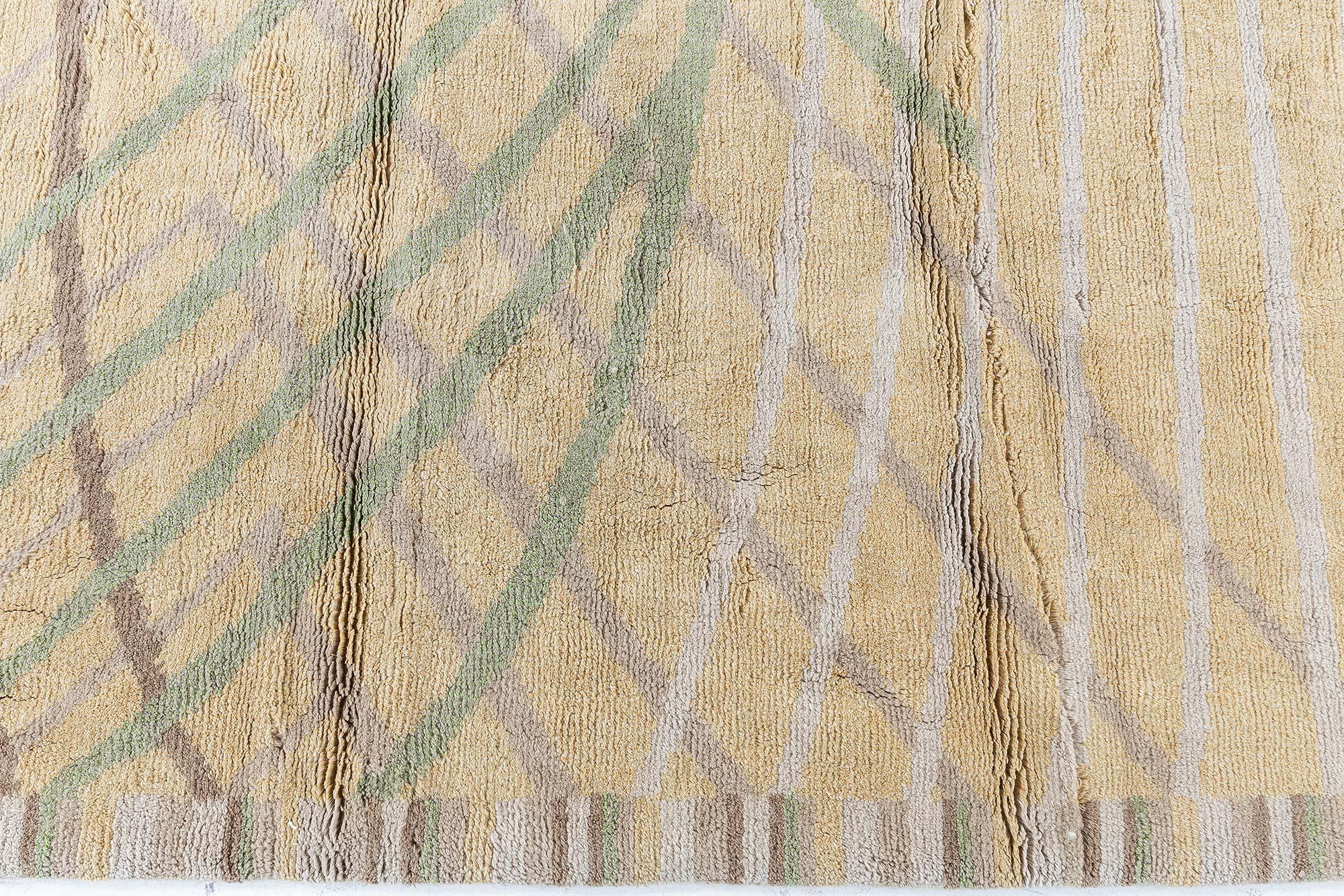 Moderner abstrakter skandinavisch inspirierter Wollteppich von Doris Leslie Blau (Handgeknüpft) im Angebot