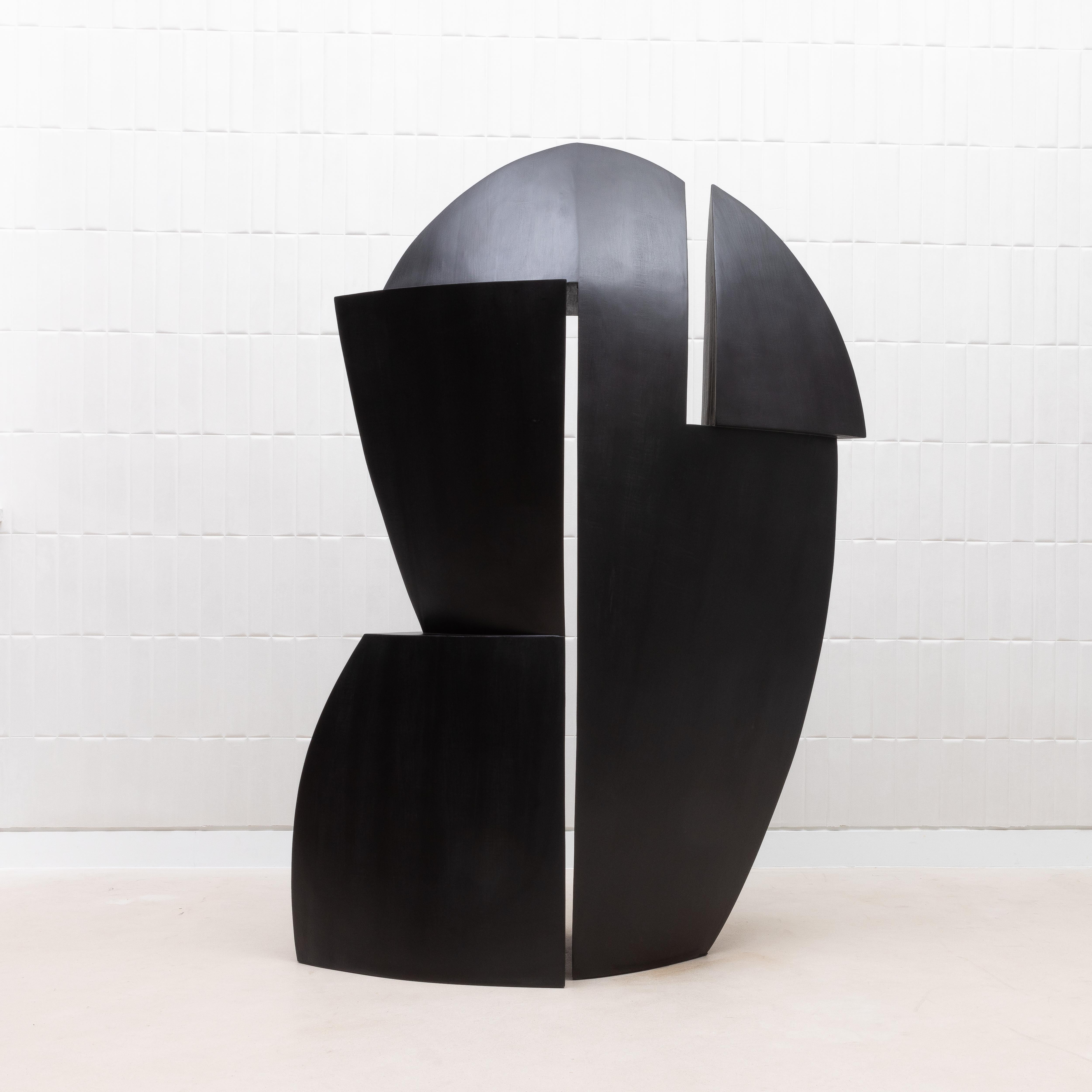 Scultura astratta moderna in Oak nero di Patrick Coard Paris in vendita 3