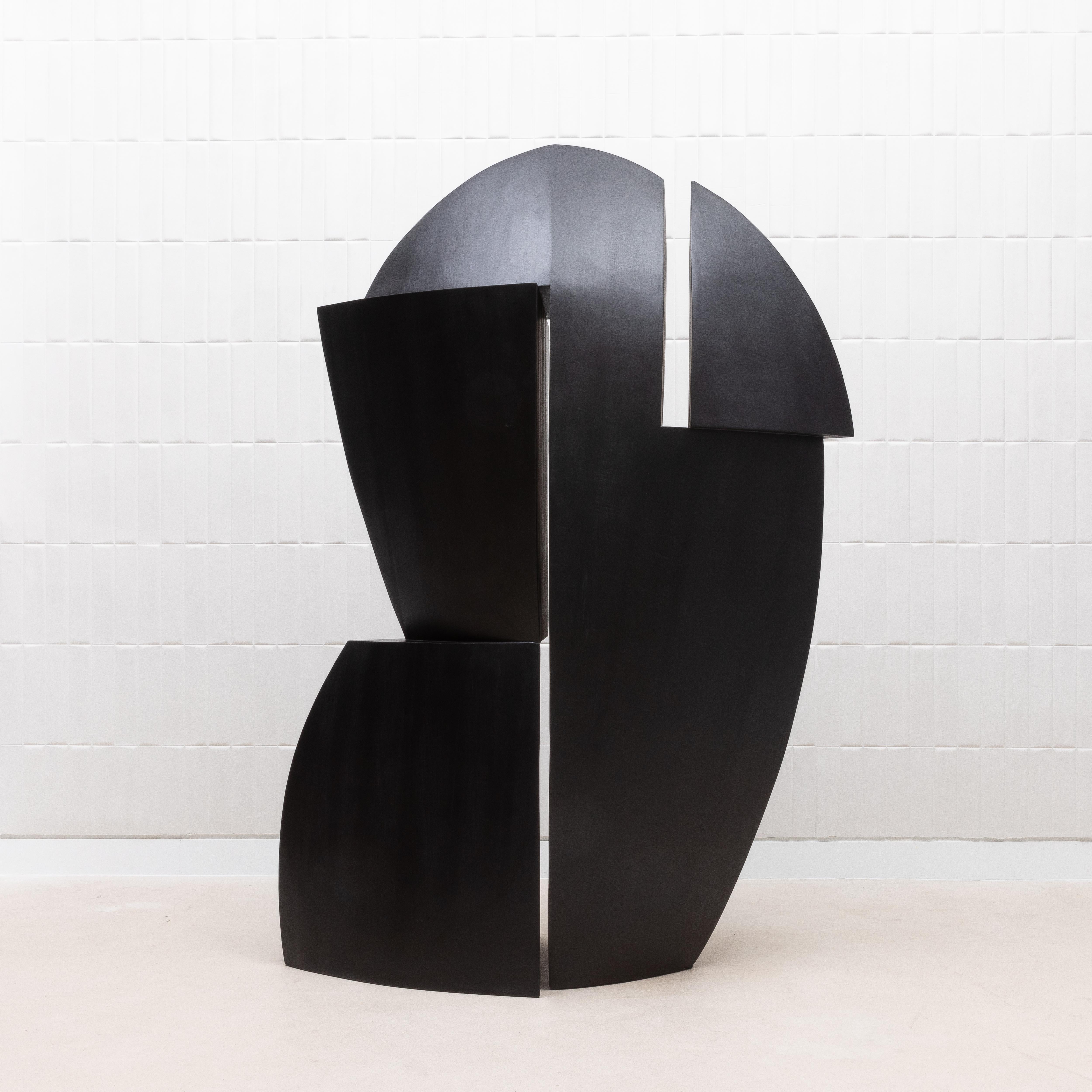 Scultura astratta moderna in Oak nero di Patrick Coard Paris in vendita 5