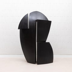Modern Abstract Sculpture in Black Oak by Patrick Coard Paris