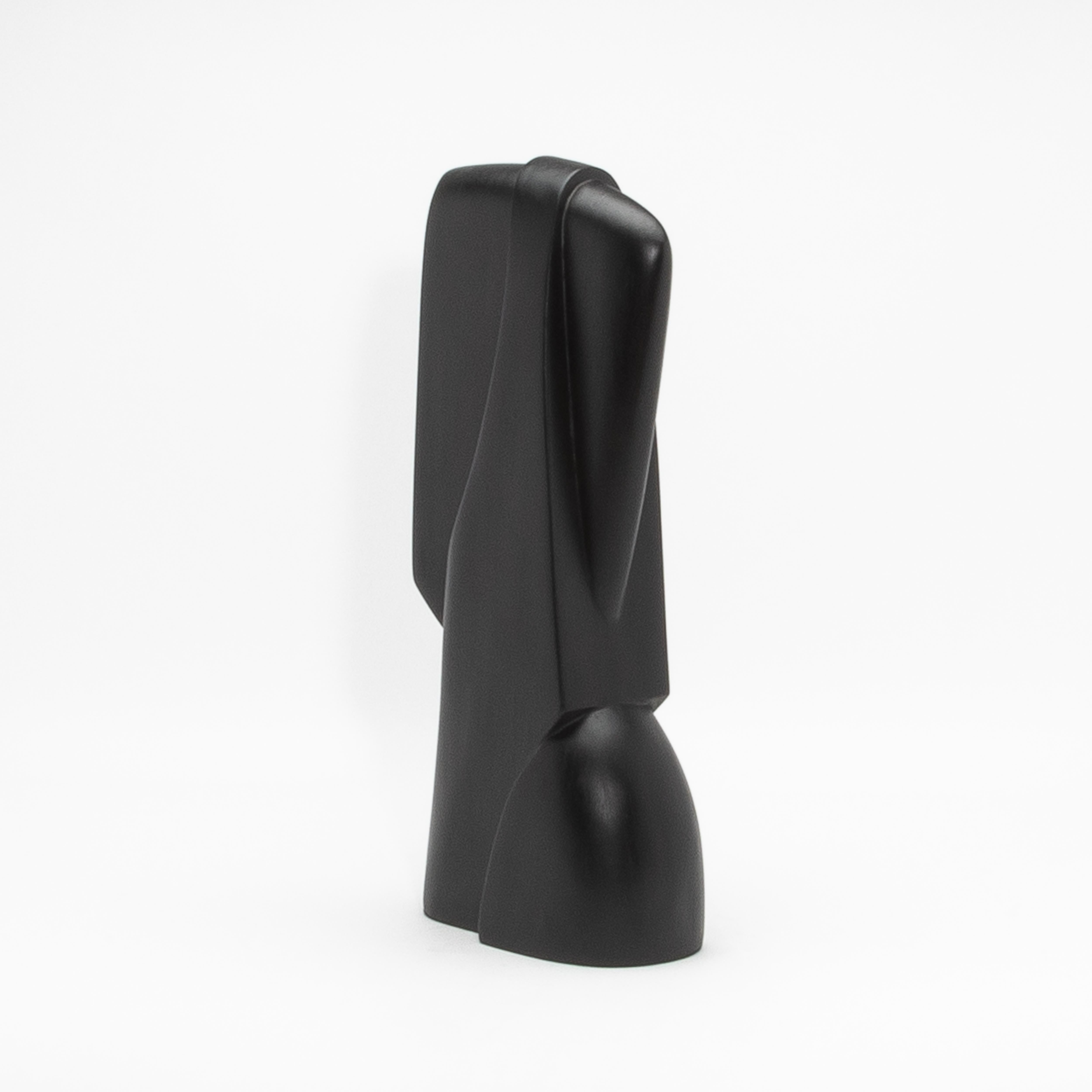 Incarnando un equilibrio perfetto tra fluidità e forza, la scultura Thaddeaus di Patrick Coard Paris è un trionfo dell'arte astratta moderna. Realizzata a mano con una lussuosa impiallacciatura di quercia nera intarsiata su un'anima in fibra di