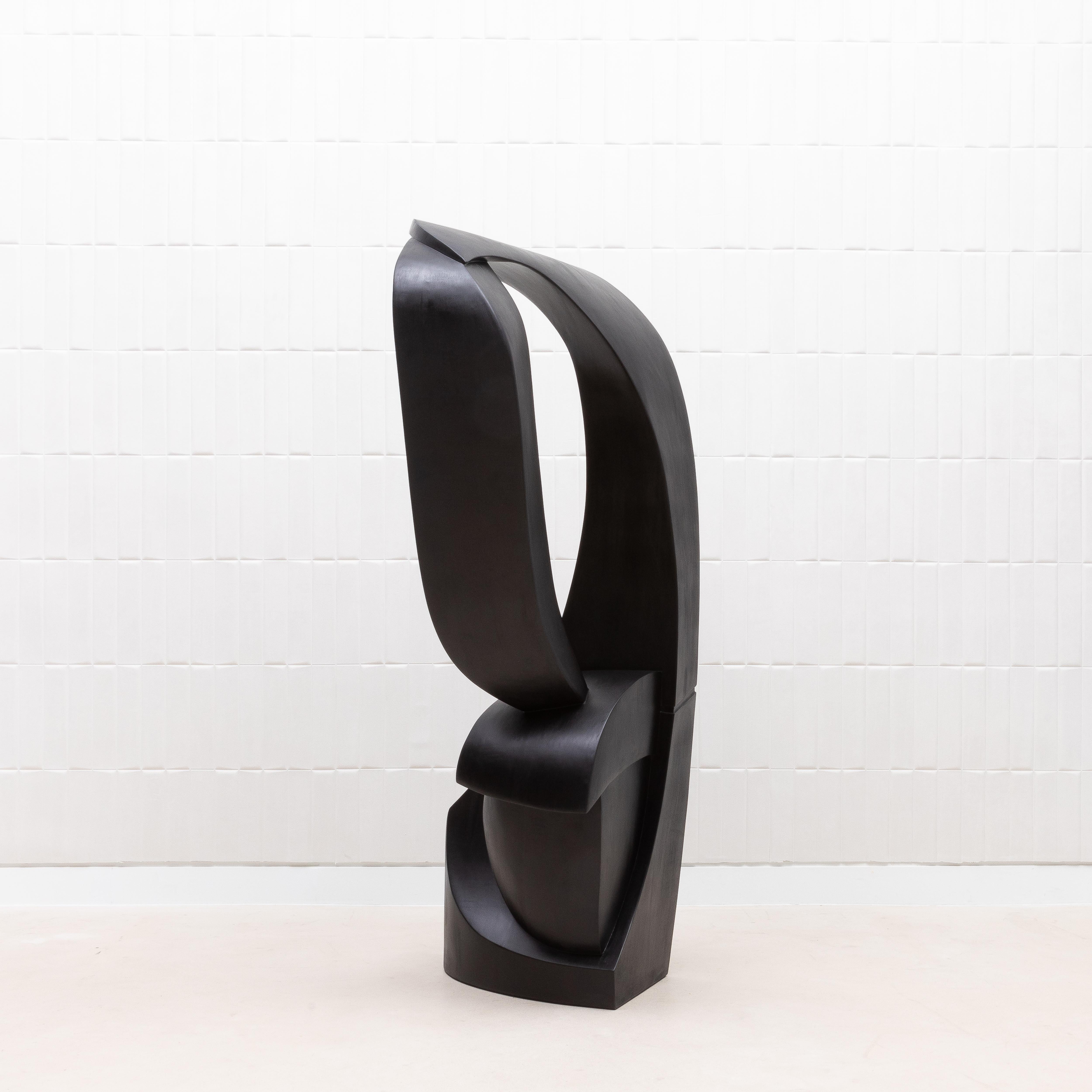 Art Déco Scultura astratta moderna in Oak nero di Patrick Coard Paris in vendita