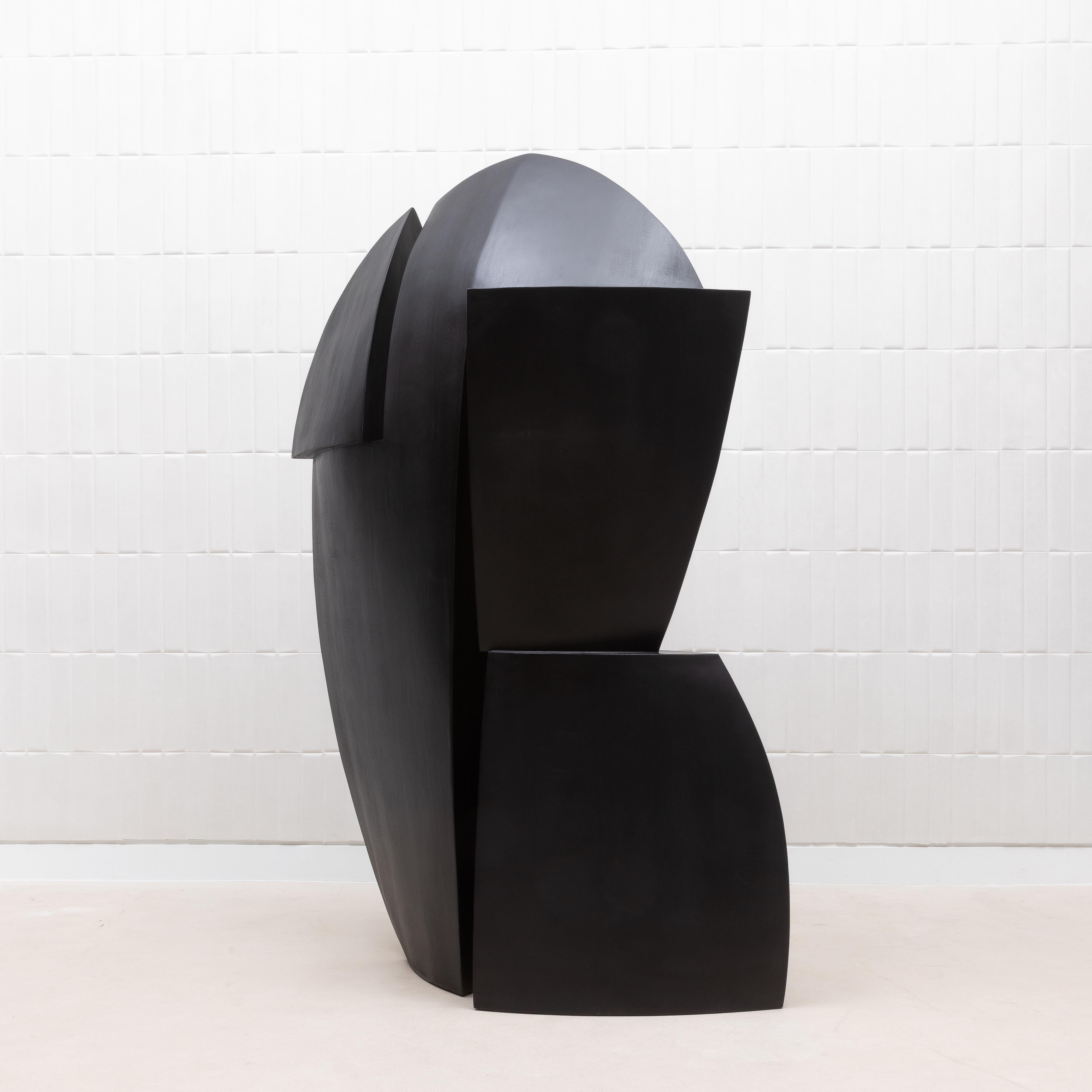 Art Déco Scultura astratta moderna in Oak nero di Patrick Coard Paris in vendita