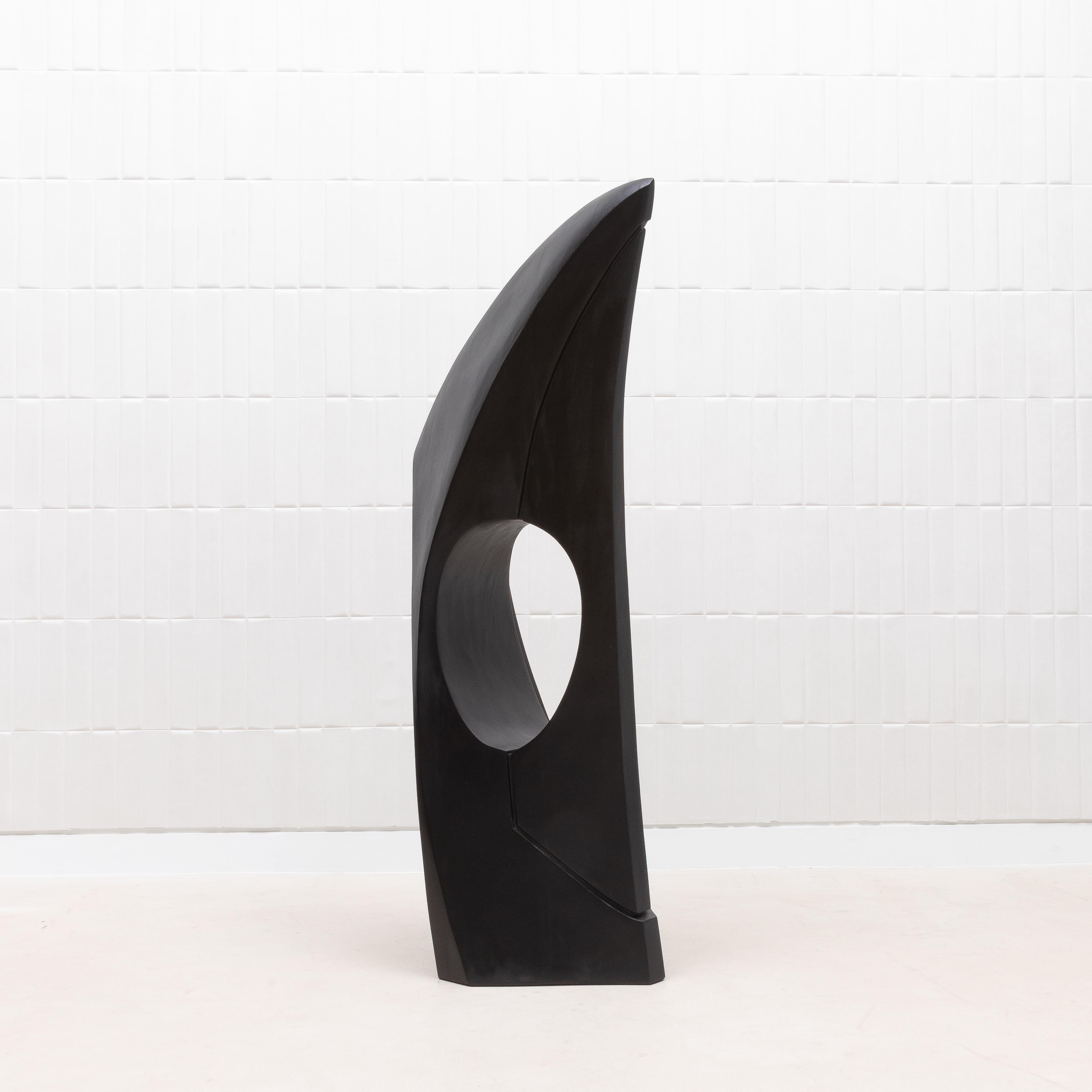 Art Déco Scultura moderna astratta XL in Oak nero di Patrick Coard Paris in vendita