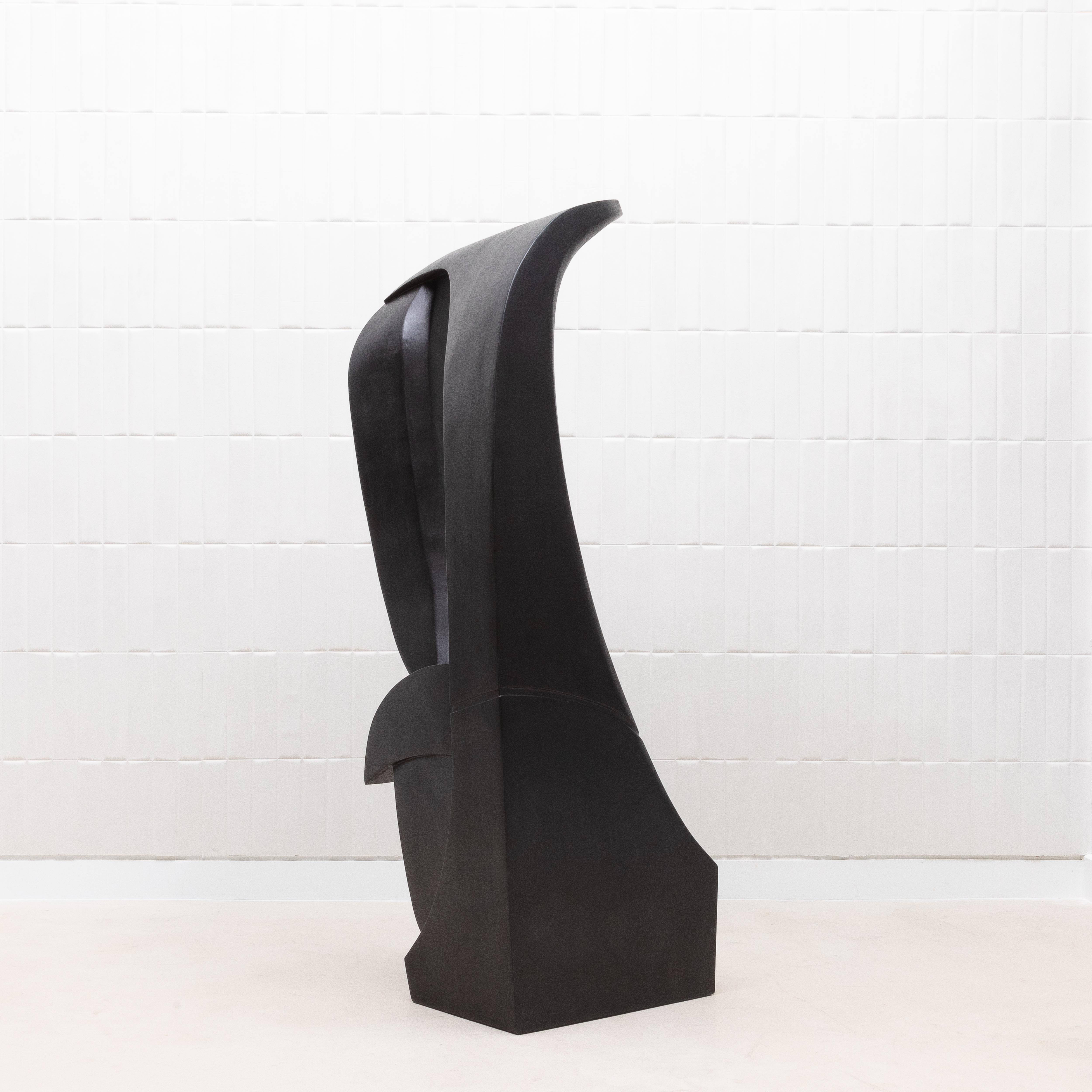 Quercia Scultura astratta moderna in Oak nero di Patrick Coard Paris in vendita