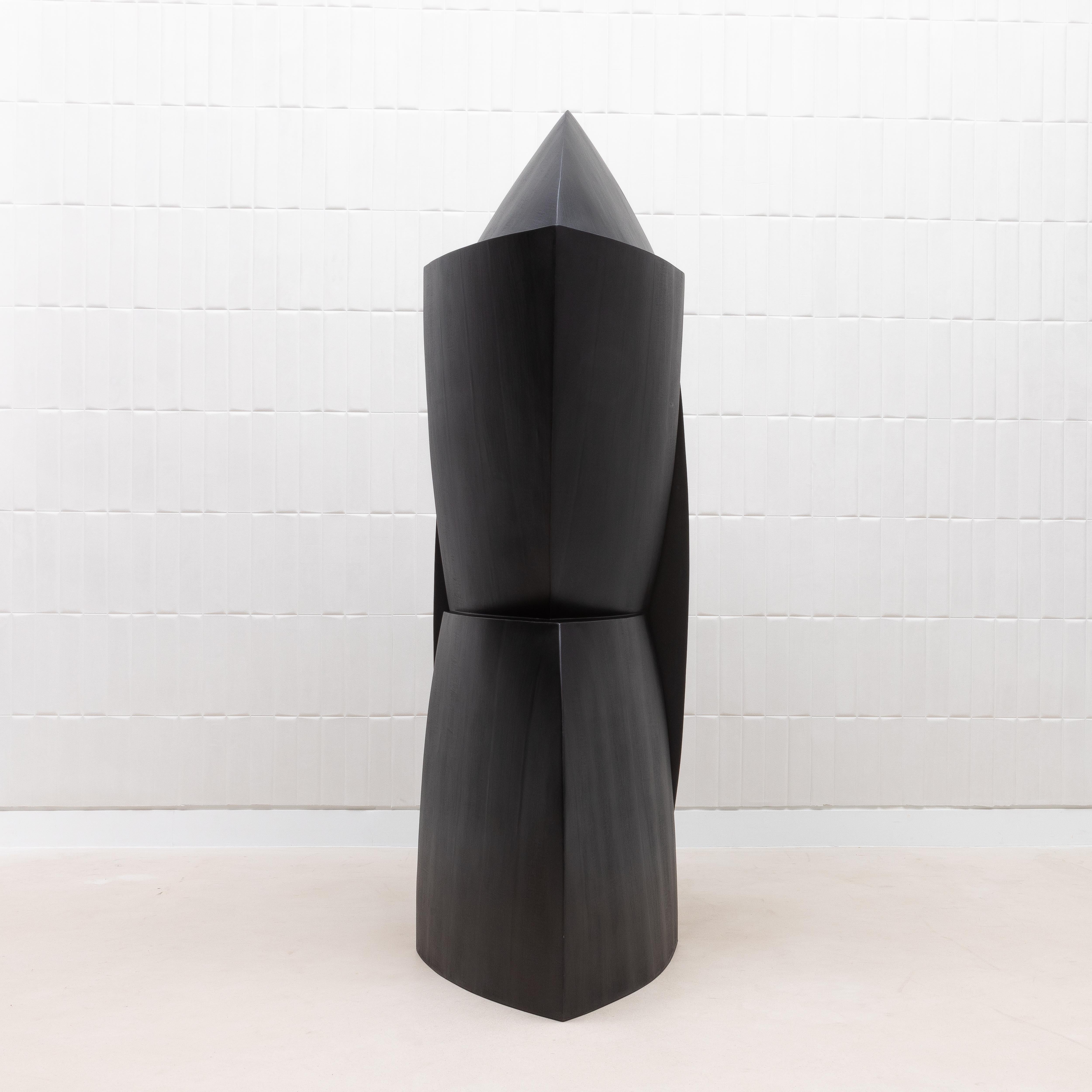 Quercia Scultura astratta moderna in Oak nero di Patrick Coard Paris in vendita