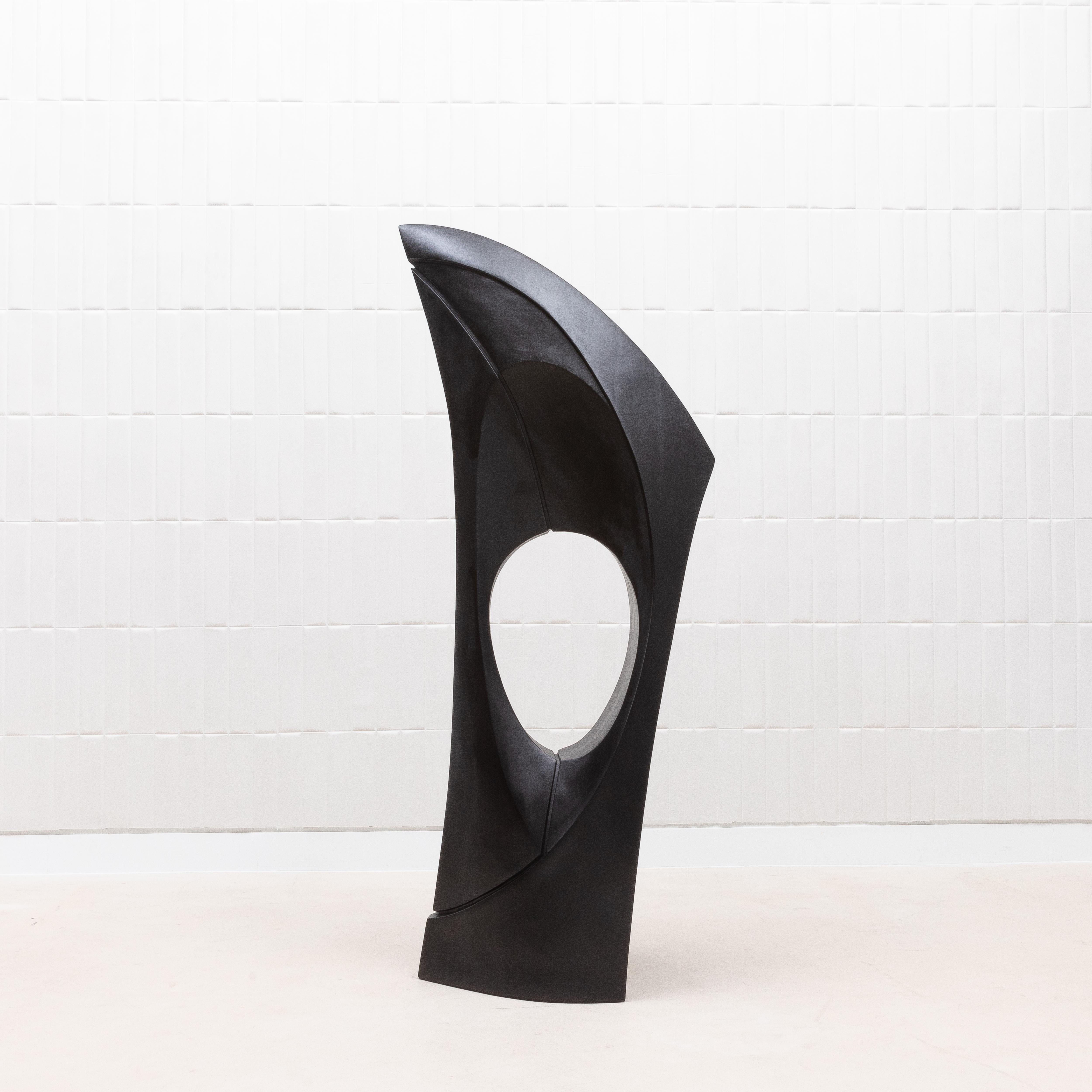 Vetroresina Scultura moderna astratta XL in Oak nero di Patrick Coard Paris in vendita