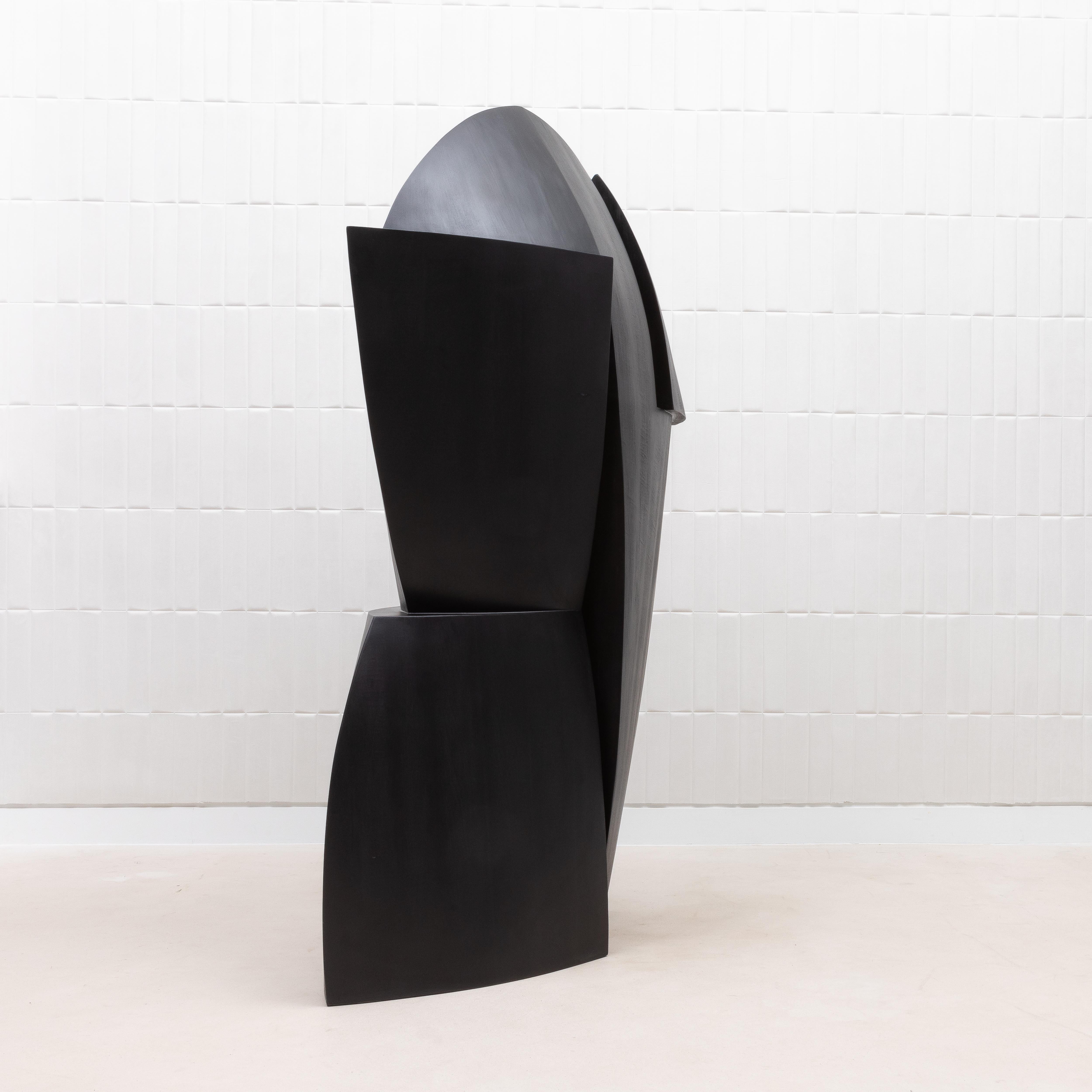Scultura astratta moderna in Oak nero di Patrick Coard Paris in vendita 1