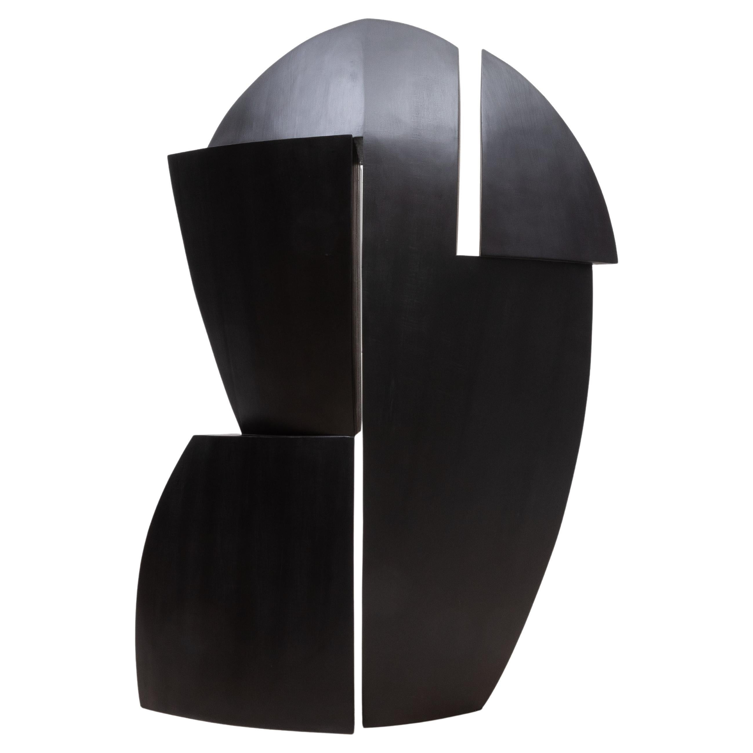 Moderne abstrakte Skulptur aus schwarzer Eiche von Patrick Coard Paris