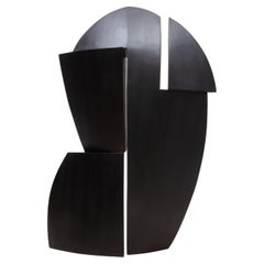 Moderne abstrakte Skulptur aus schwarzer Eiche von Patrick Coard Paris